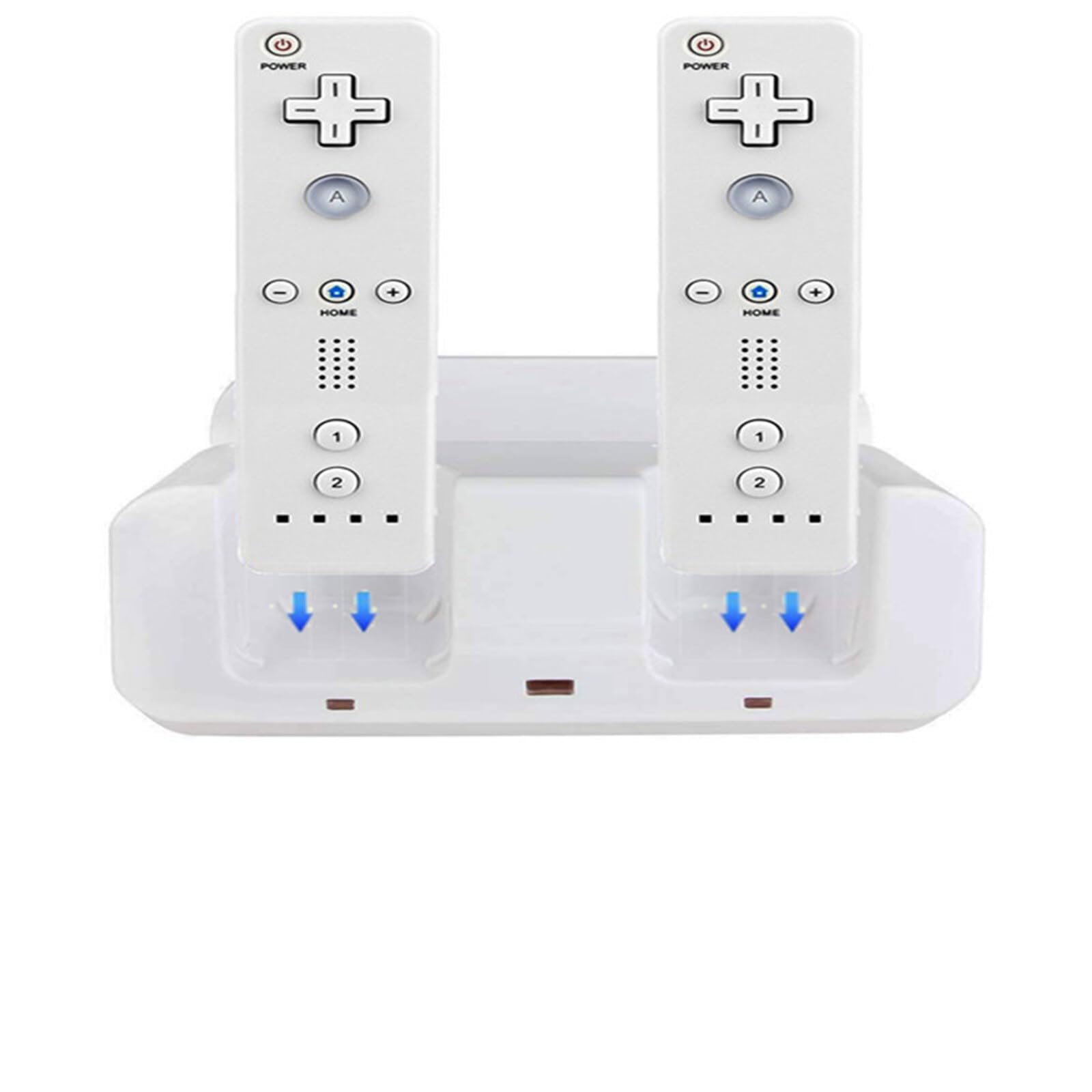 Wii Remote Battery Charger Station - Dual USB Charging Dock with LED Indicator & 2 Rechargeable Batteries for Nintendo Wii Controllers (White) | Perfect for Gaming Sessions & Family Entertainment