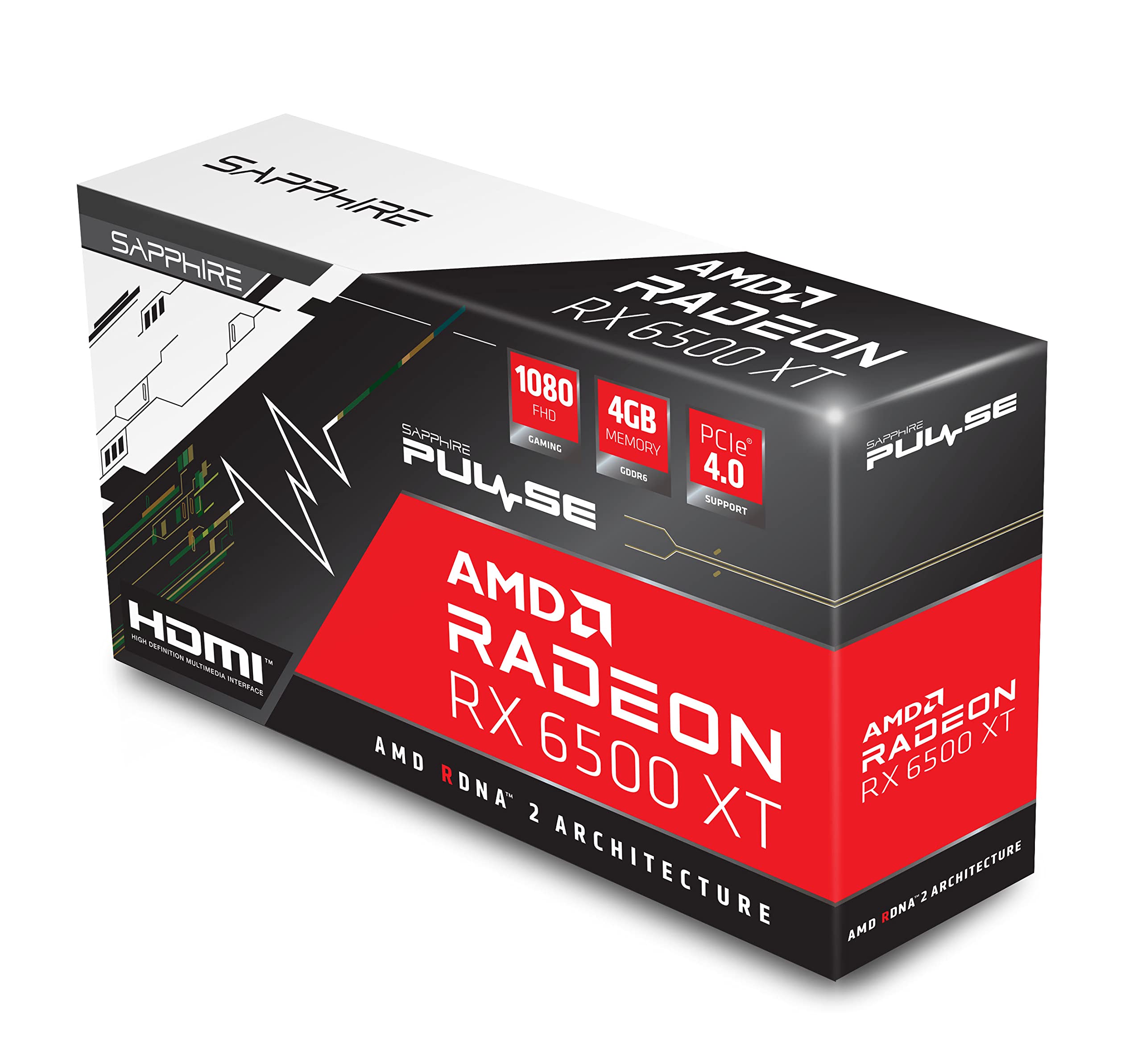 Sapphire Pulse AMD Radeon RX 6500 XT Gaming OC 4GB GDDR6 Graphics Card - AMD RDNA 2 Architecture for High-Performance 1080p Gaming, Streaming & Content Creation