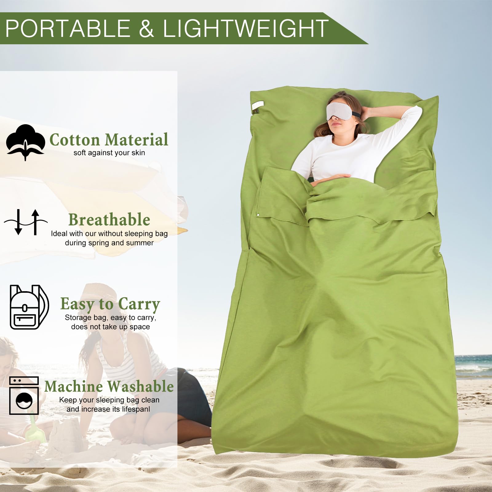 Lightweight Double Sleeping Bag Liner & Camping Sheet for Adults - Travel Sleep Sack for Outdoor Hiking, Backpacking, Hotels & Picnics | Perfect for Camping Trips, Travel Comfort & Adventure Getaways