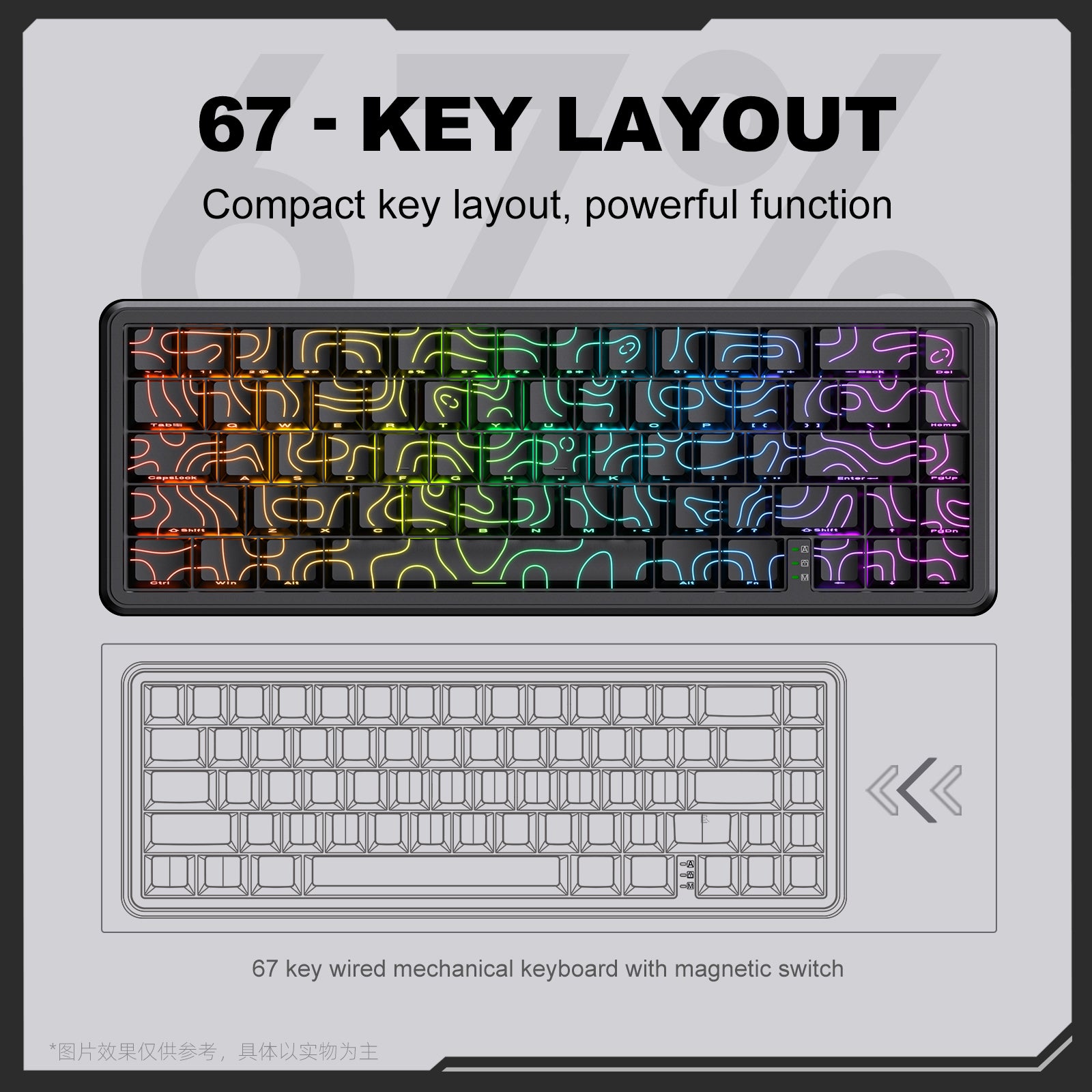 ONIKUMA G67 60% Rapid Trigger Hall Effect Gaming Keyboard - Wired RGB Custom Mechanical Keyboard with Magnetic Switches for FPS, MOBA & Esports Gaming