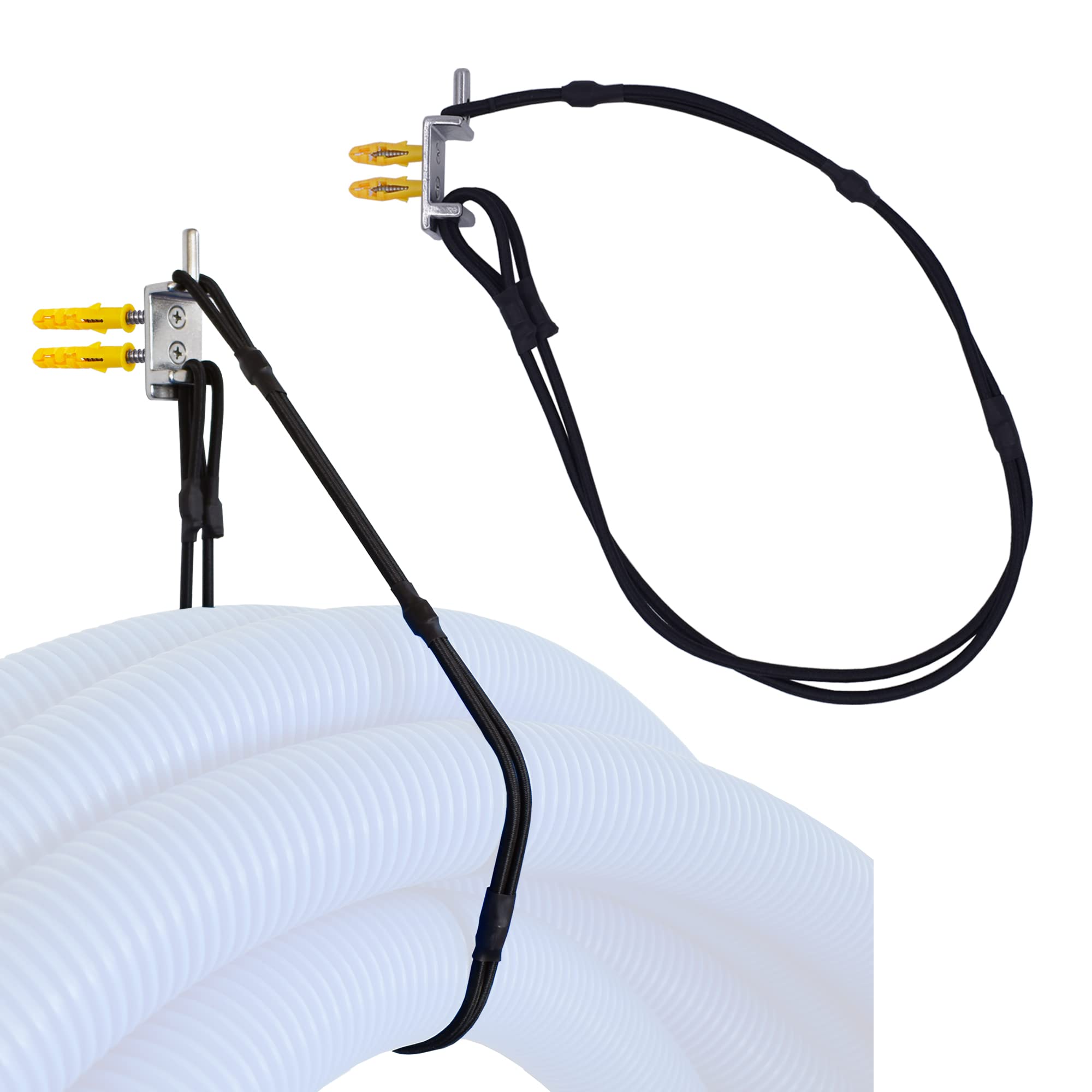 YYST Rust-Resistant Stainless Steel Swimming Pool Vacuum Hose Hanger - Heavy Duty 50ft Capacity (2 Pack, No Hose Included) - Perfect for In-Ground & Above Ground Pool Maintenance