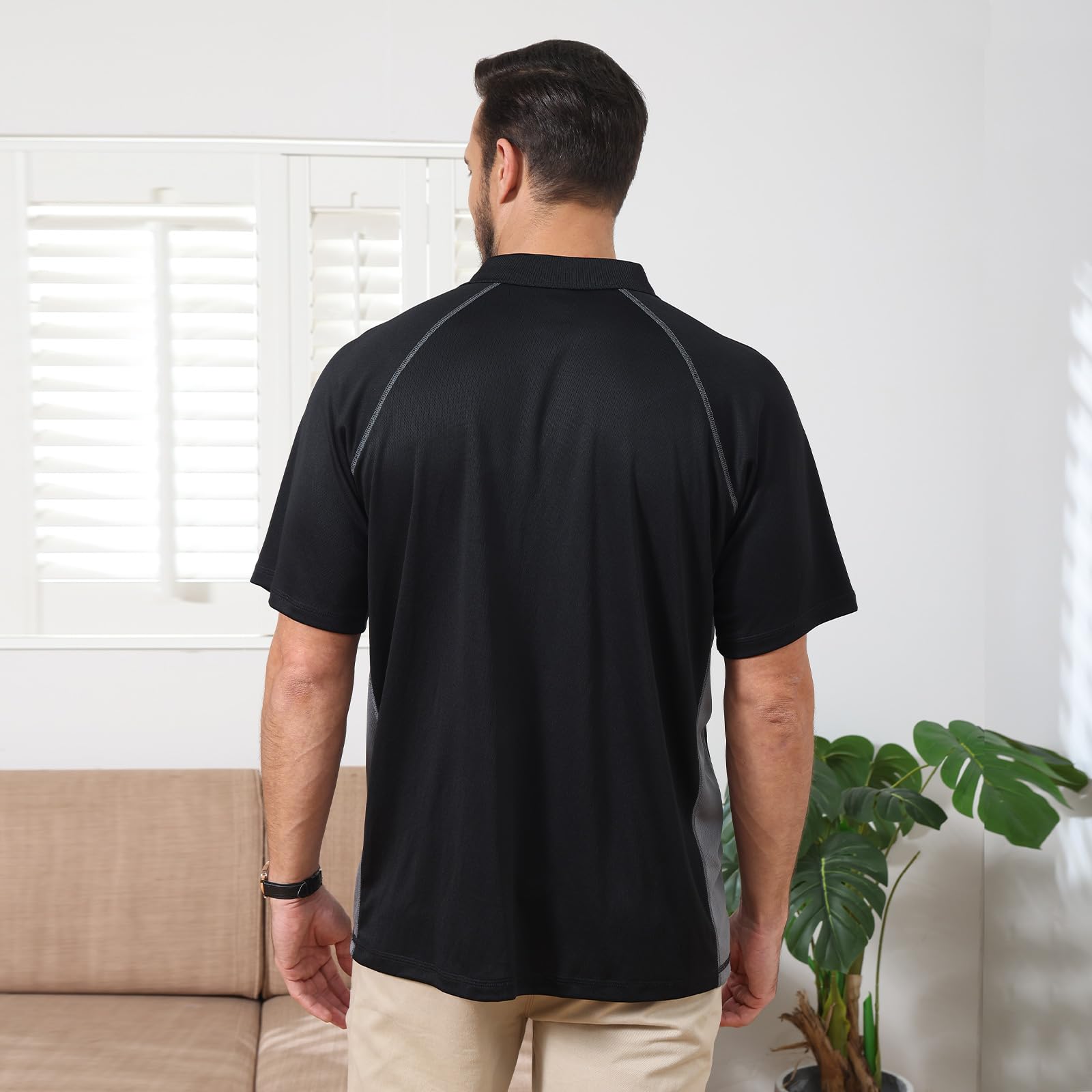 TIHEEN Men's Golf Shirts - Moisture Wicking Short Sleeve Performance Polo for Big & Tall - Perfect for Golf, Casual Wear & Outdoor Activities
