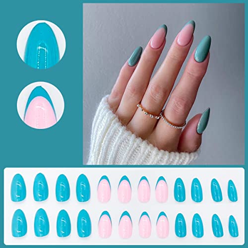 Pink blue nails