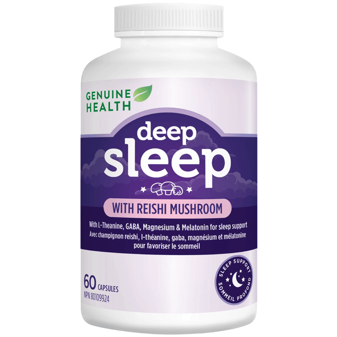 Genuine Health Deep Sleep Supplement with Reishi Mushroom - 60 Capsules for Natural Sleep Support, Stress Relief & Relaxation - Perfect for Nighttime Use, Travel & Jet Lag Recovery
