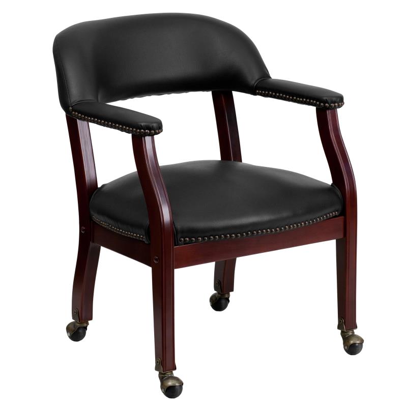 Premium FLASH Vinyl Conference Chair with Accent Nailhead Trim & Smooth-Rolling Casters - Ergonomic Office Chair for Executive Meetings, Home Office & Professional Workspaces