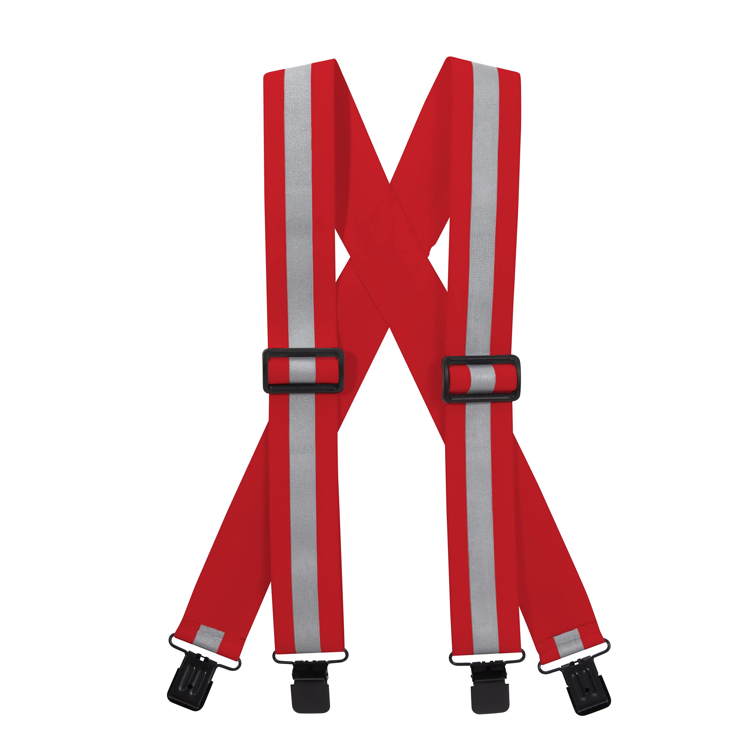 High-Visibility Reflective Suspenders - Red Safety Straps for Construction, Running & Night Work - Adjustable Elastic Shoulder Support for Men & Women