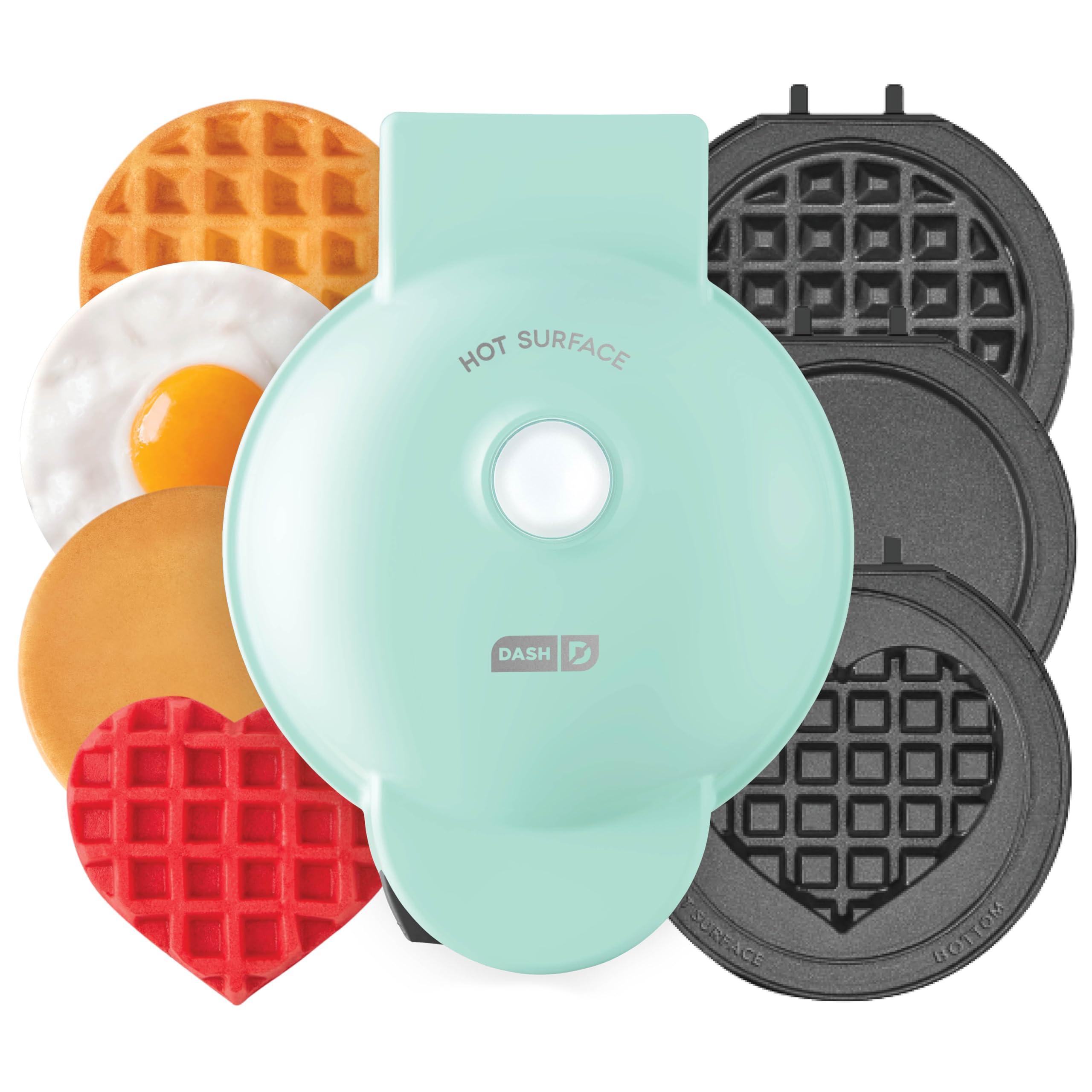 Multi-Plate Mini Waffle Maker with Removable Plates & Storage Case - Perfect for Breakfast, Snacks & Kids Lunch Boxes