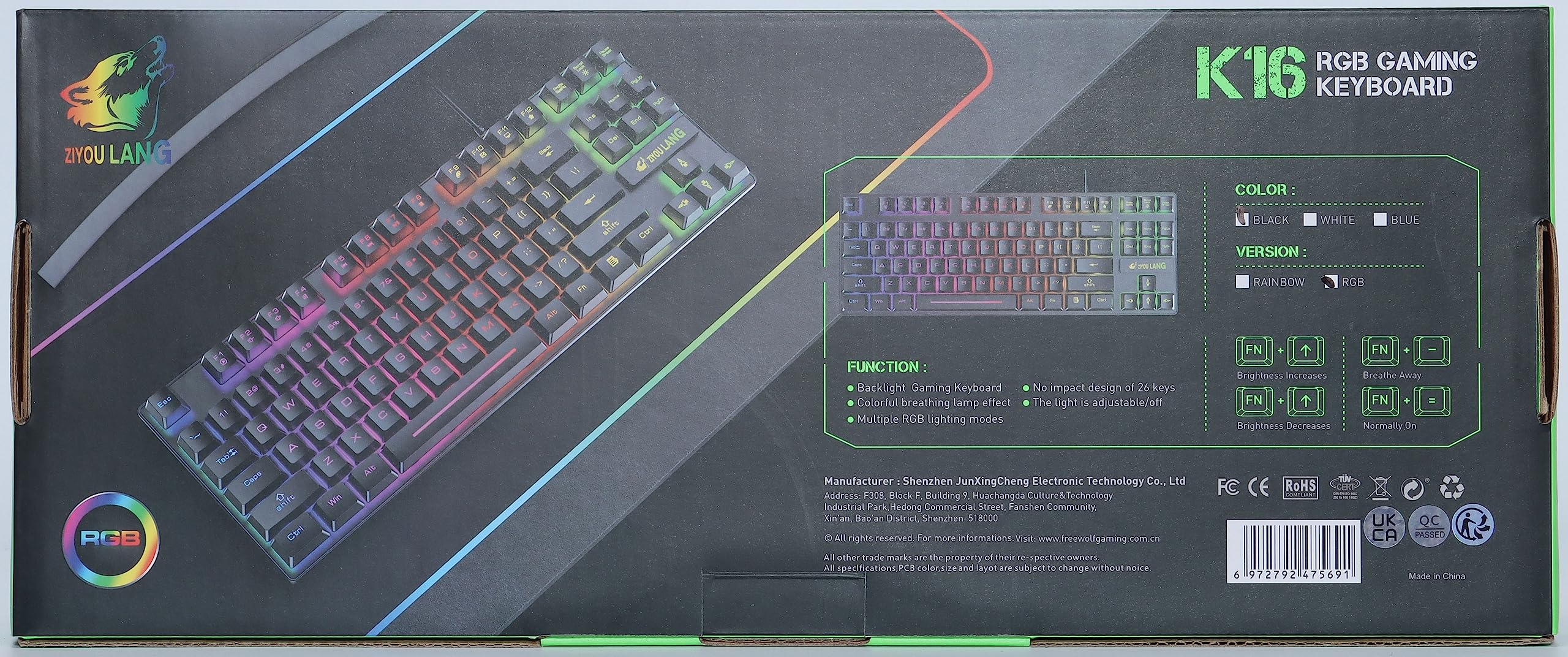 60% RGB Gaming Keyboard with Wrist Rest - Compact Mechanical Feel for PC/Laptop - Perfect for Esports & Office Work