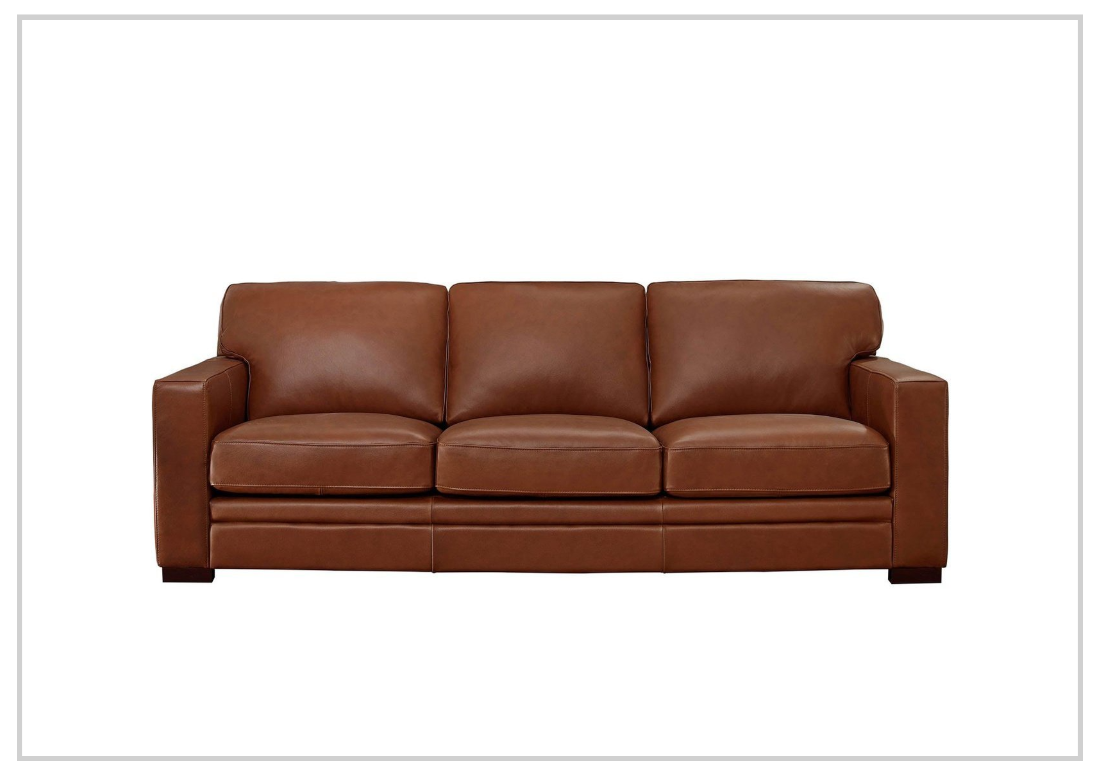 Hydeline Dillon Brown Top Grain Leather 3-Seater Sofa with Track Arms - Luxurious Living Room Furniture for Modern Home Decor