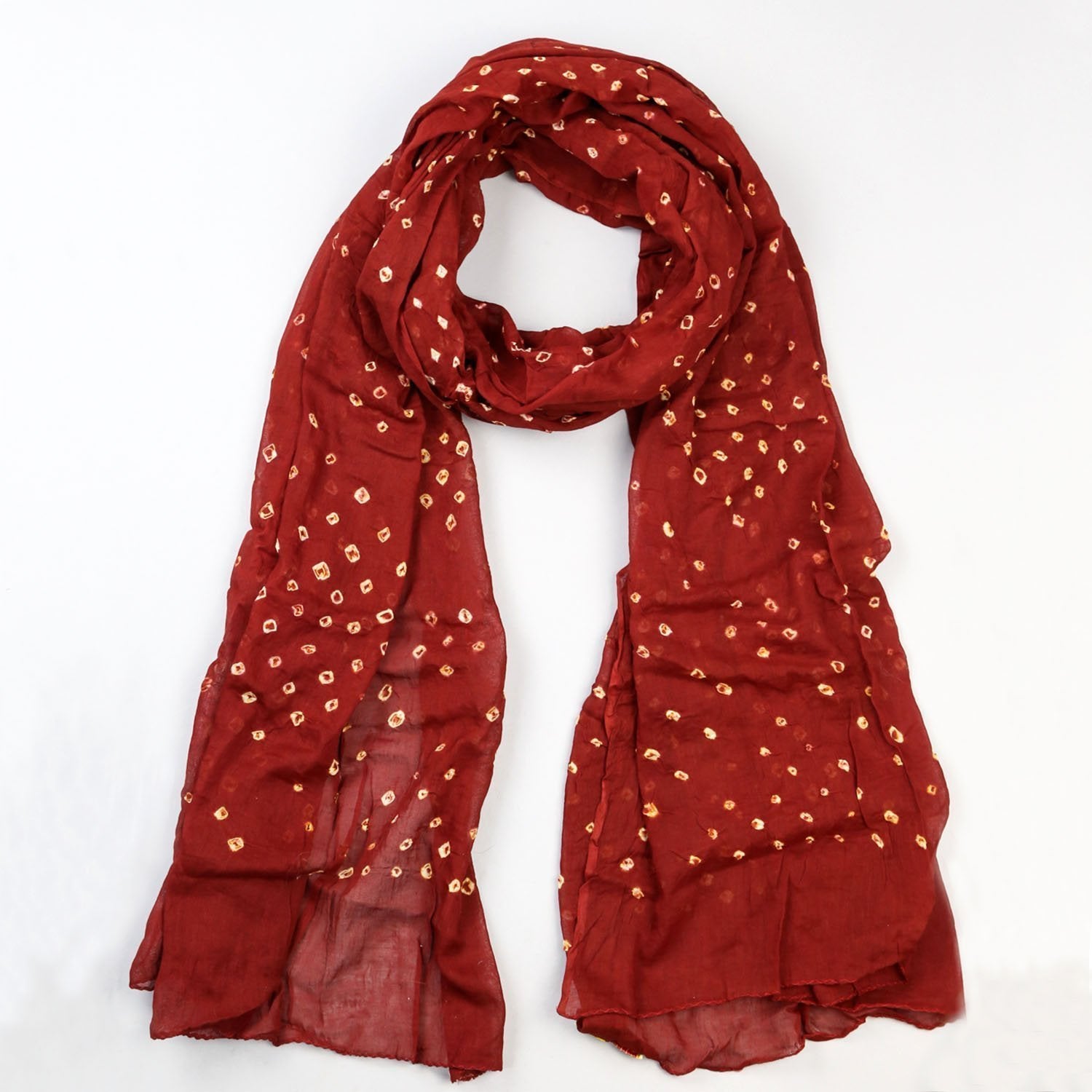 Stylish Bold Red Cotton Batik Scarf - Soft & Lightweight Women's Fashion Accessory - Perfect for Boho Outfits, Beach Cover-ups & Winter Layering