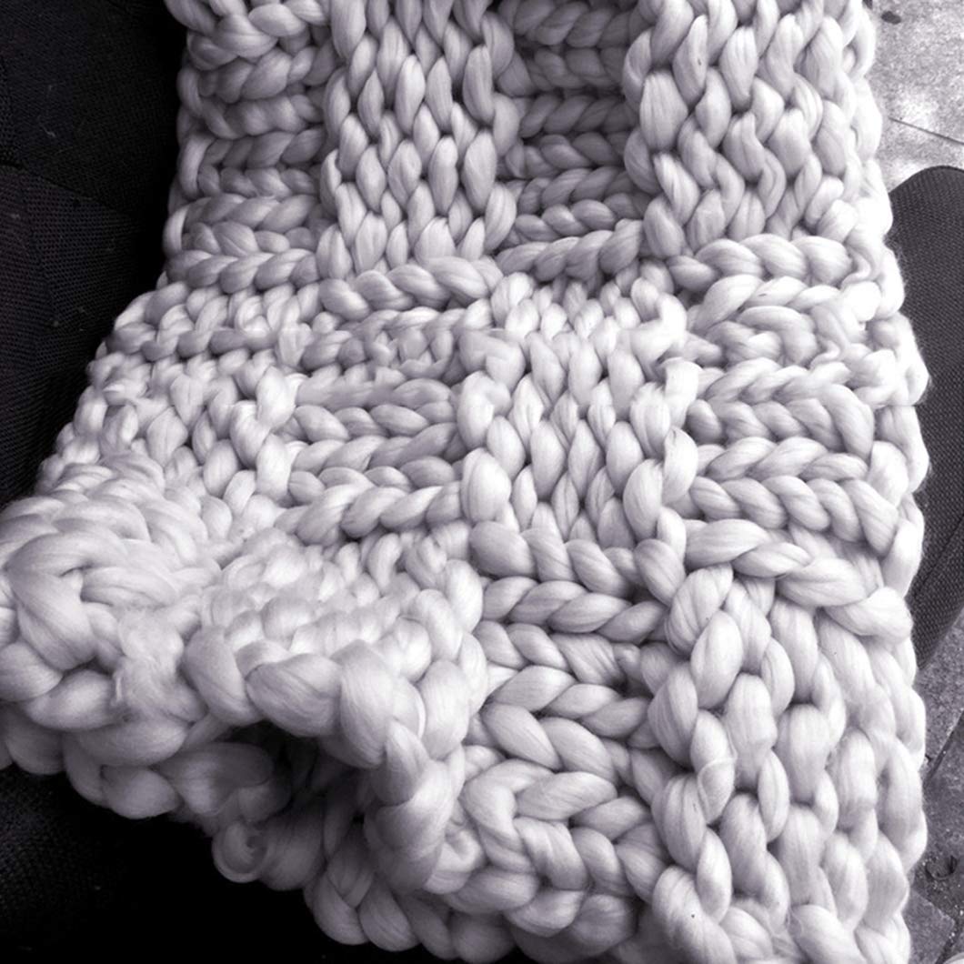 Chunky Handmade Merino Wool Knit Blanket - Soft Boho Throw for Bedroom & Living Room Decor - Giant Arm Knit Yarn Blanket - Perfect Gift for Mother's Day, Housewarming & Cozy Home Comfort