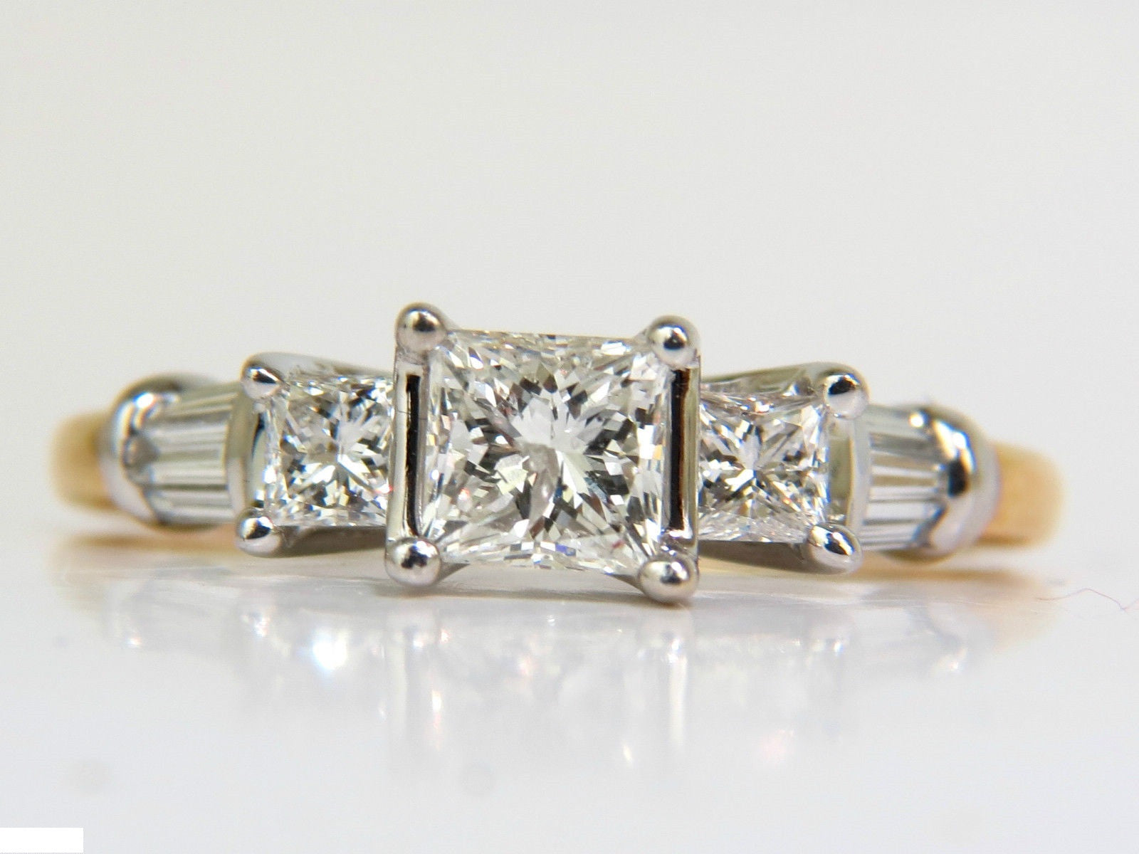 1.30CT Classic Princess Cut Natural Diamond Ring in 14K White Gold (I/SI2) - Elegant Engagement, Wedding & Anniversary Jewelry Gift