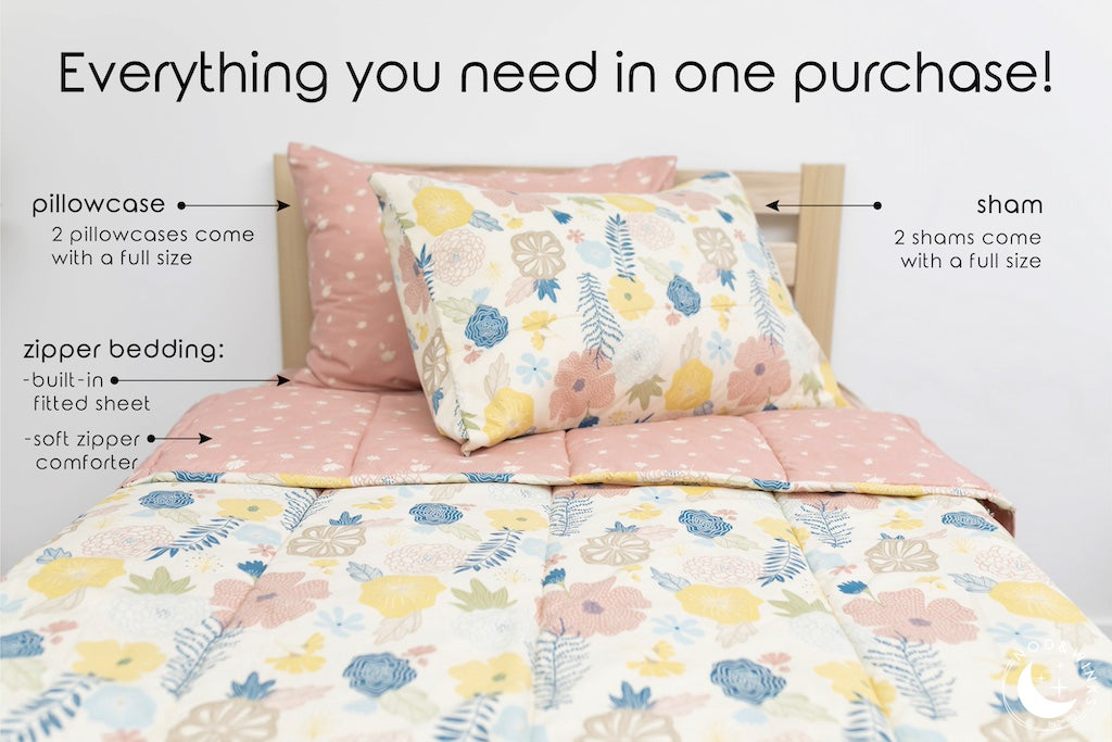 Blossom Zipper Bedding Set - Soft & Breathable Comforter Cover with Zipper Closure - Perfect for Bedroom, Guest Room, and Dorm Decor