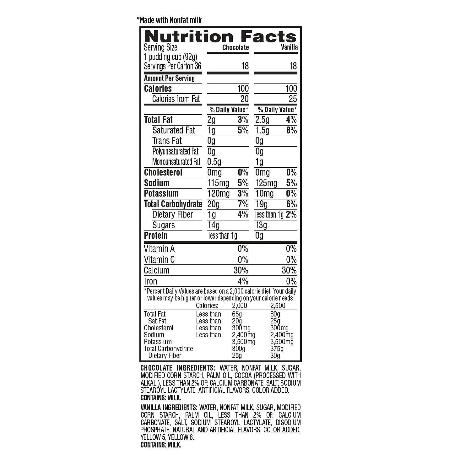 Hunts Snack Pack Pudding Variety Pack - 36 Cups, 3.25 oz Each, Chocolate & Vanilla Flavors - Perfect for School Lunches, Office Snacks & Dessert Treats