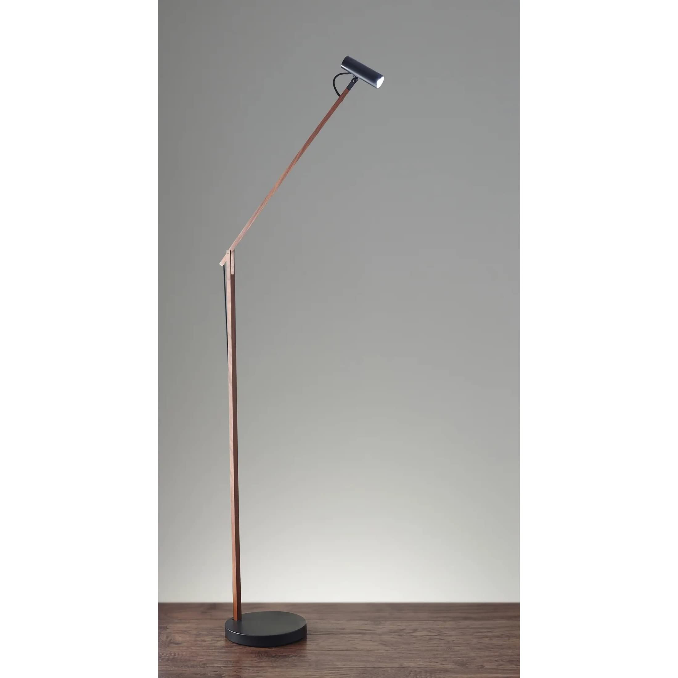 ADS360 AD9101-15 Modern LED Floor Lamp with Adjustable Crane Design - Walnut & Black Finish for Living Room, Bedroom, or Office Lighting