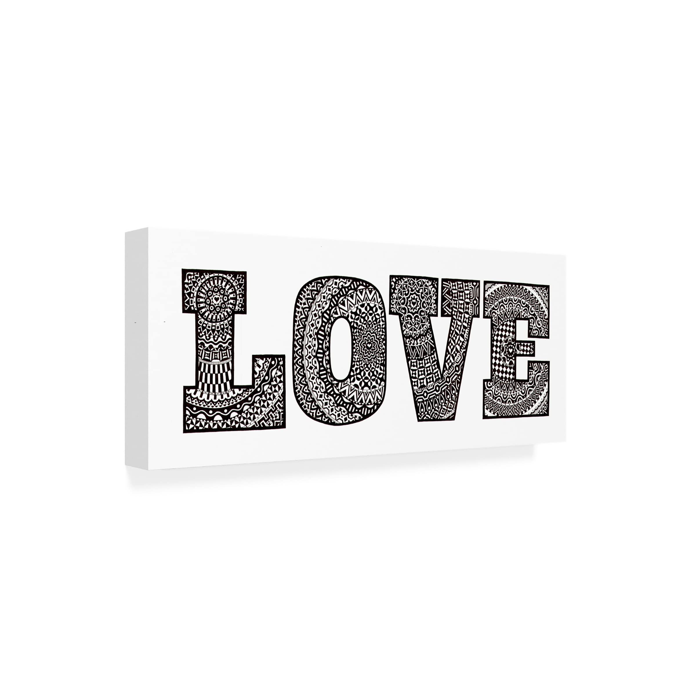 Trademark Fine Art 'Love' Canvas Wall Art by Siobhan - 10x24 Inches Romantic Home Decor for Living Room, Bedroom & Office