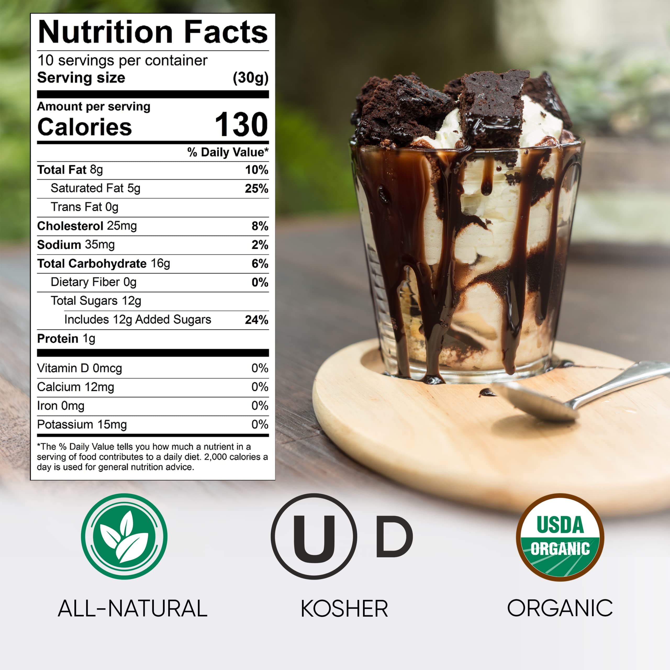 Organic Hot Fudge Sauce by King's Cupboard - Premium Chocolate Topping for Ice Cream, Desserts, Coffee, Baking & Fondue | Gluten-Free, Kosher, All Natural | 7.2 oz (Pack of 12) | Perfect for Family Gatherings, Movie Nights & Holiday Treats