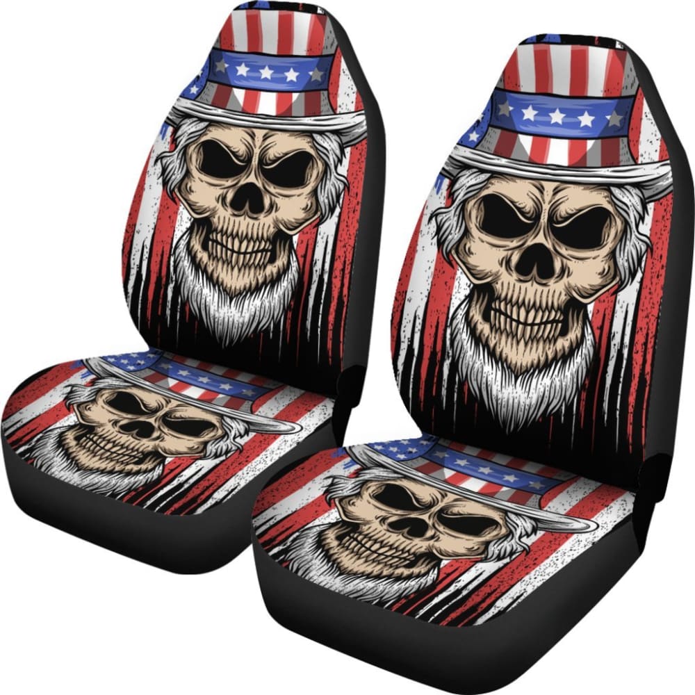 2 Pcs Gothic Grim Reaper Skull Car Seat Covers - Horror Decor for Halloween, Cosplay & Dark Themed Vehicles - Universal Fit for Most Cars & Trucks