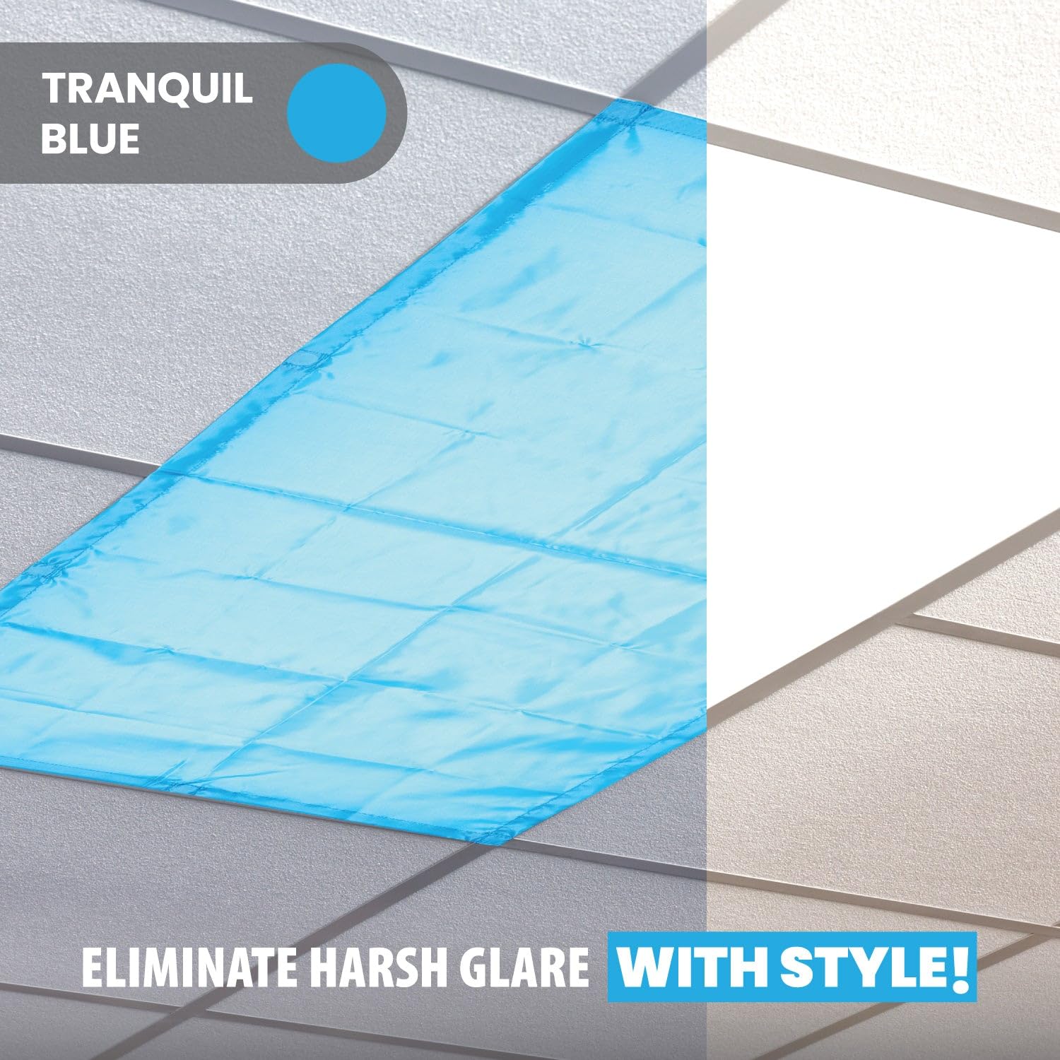 ShadeOn 2x4 ft Magnetic Fluorescent Light Covers (4-Pack) - Blue Ceiling Light Panels for Classrooms, Offices & Workspaces - Reduce Glare & Eye Strain - Easy Installation & Energy Efficient Lighting Solution