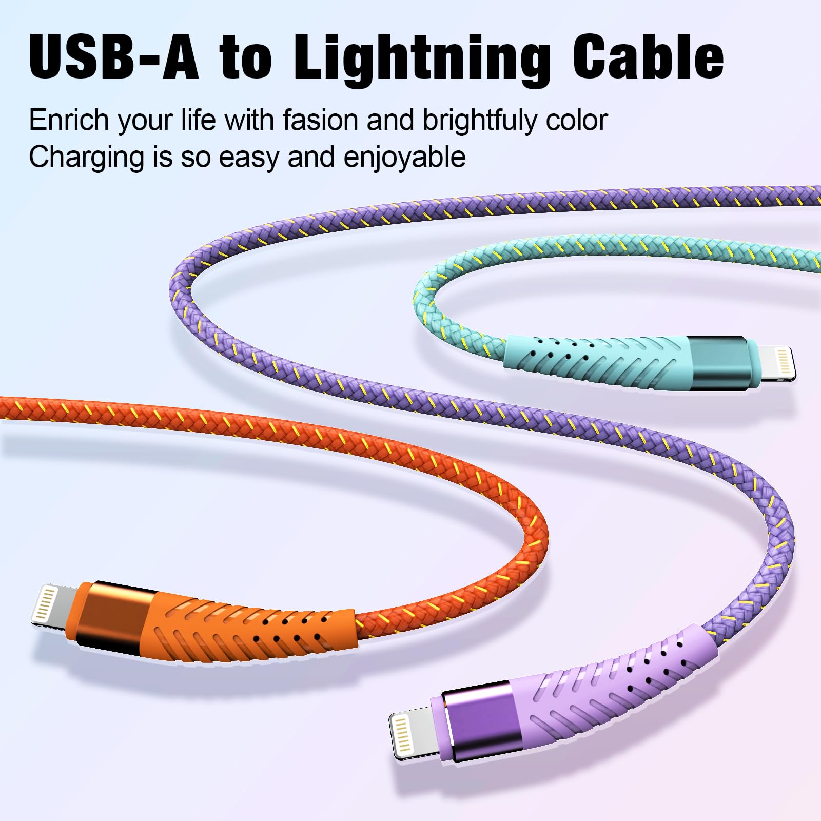 Apple MFi Certified iPhone Fast Charger Cable 6FT 3-Pack - Nylon Braided Lightning to USB Charging Cord for iPhone 14/13/12 Pro Max/12 Pro/11/X/8 - Durable & Tangle-Free (Perfect for Home, Office & Travel)
