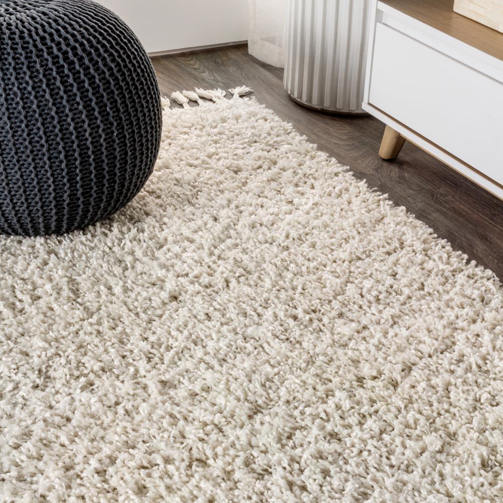 Luxury Mercer Shag Plush Tassel Area Rug - Soft & Cozy Living Room Carpet for Bedroom Decor, Home Office Floor Mat (5x8 Feet, Beige)