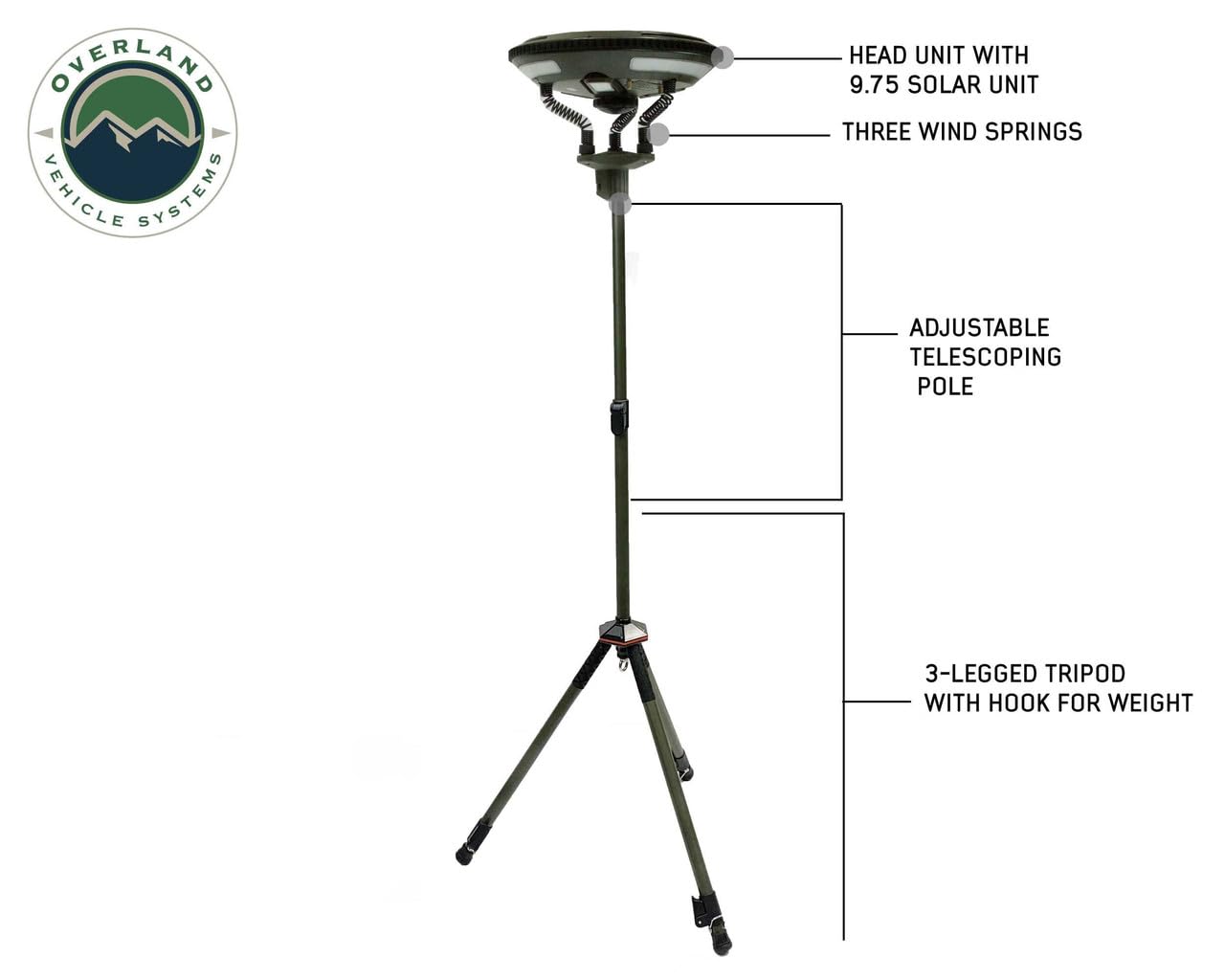Overland Vehicle Systems Wild Land Camping Gear - UFO Solar Lantern with Bluetooth Speaker, Portable Light Pods & 9.75