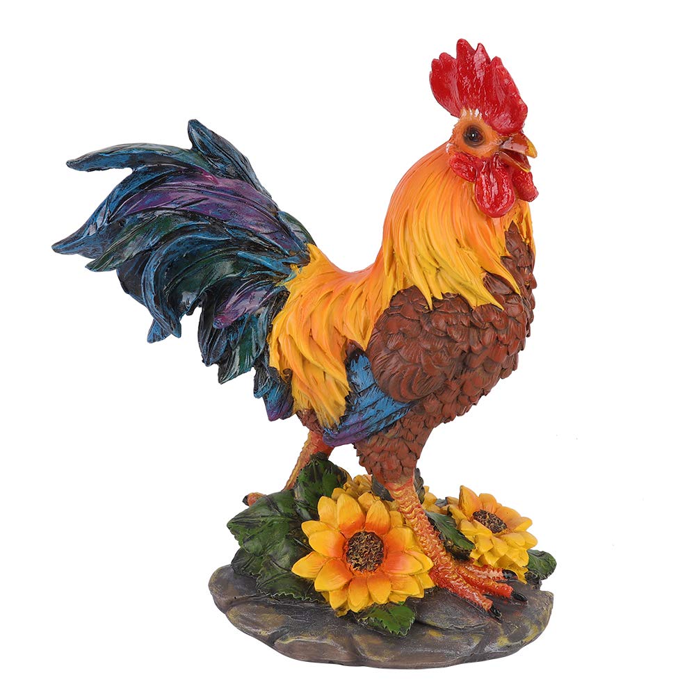 10.4in Rooster Garden Statue - Outdoor Chicken Sculpture Figurine for Farm, Patio, Lawn & Kitchen Decor - Durable Yard Art & Home Decoration for Countryside, Garden & Farmhouse Style