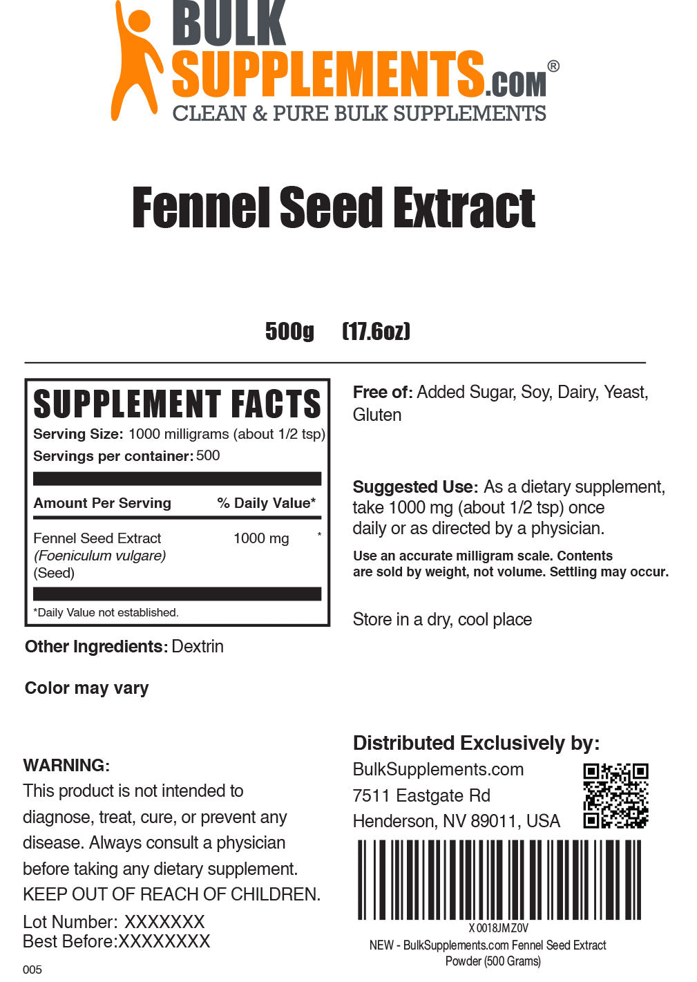 Organic Fennel Extract Powder - 100% Pure & Natural Digestive Support Supplement - for Tea, Smoothies & Baking - Promotes Gut Health & Relaxation