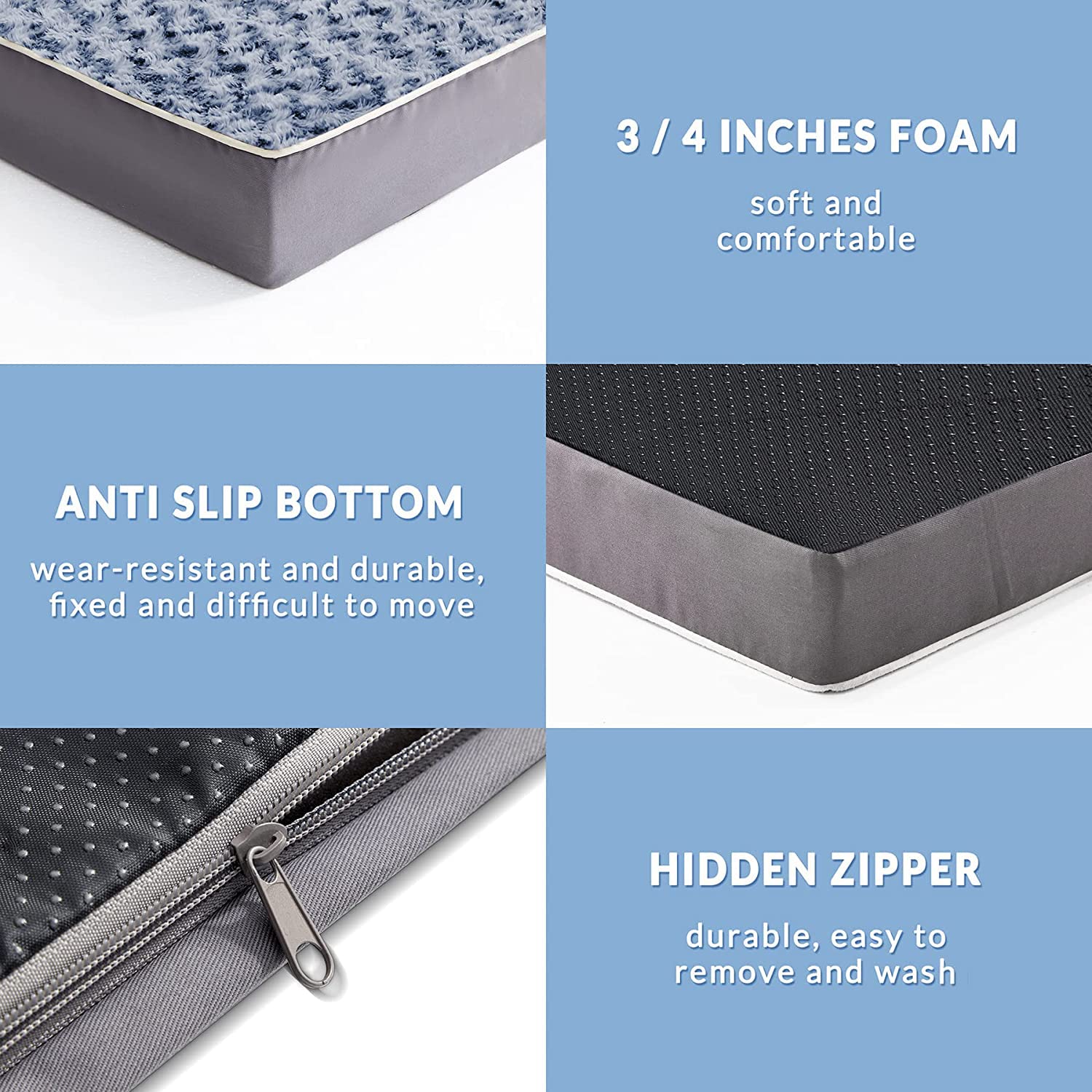 XL Orthopedic Dog Bed for Large & Extra Large Dogs - Egg Crate Foam Support - Grey - Perfect for Senior Dogs & Joint Pain Relief - Ideal for Living Room, Bedroom or Kennel