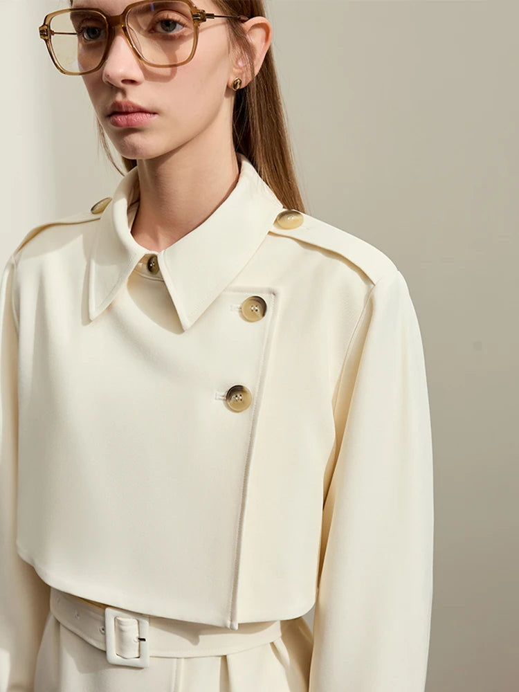 Stylish Women's Trench Coat - Classic Long Loose Fit Jacket with Belt & Lapel Collar | Fashionable Streetwear Outerwear for Ladies | Perfect for Office, Dating & Fall Fashion