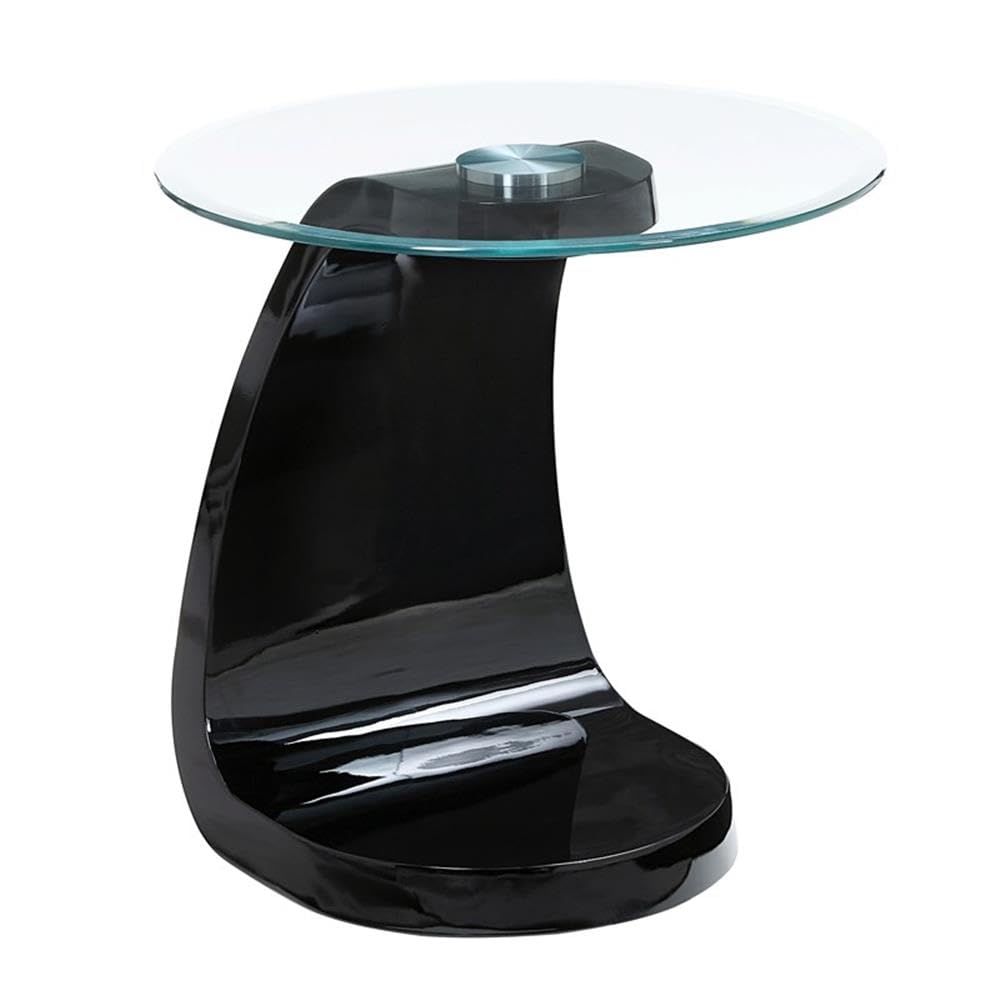 Furniture of America Pelletoni Modern Black Glass Top End Table - Stylish Side Table for Living Room, Bedroom & Office Decor