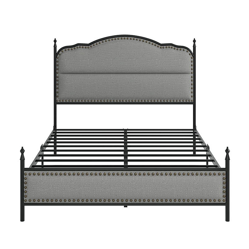 Ernesto 61 Industrial King & Queen Size Platform Bed Frame - Modern Metal & Wood Design for Bedroom, Guest Room, Loft or Studio Apartment