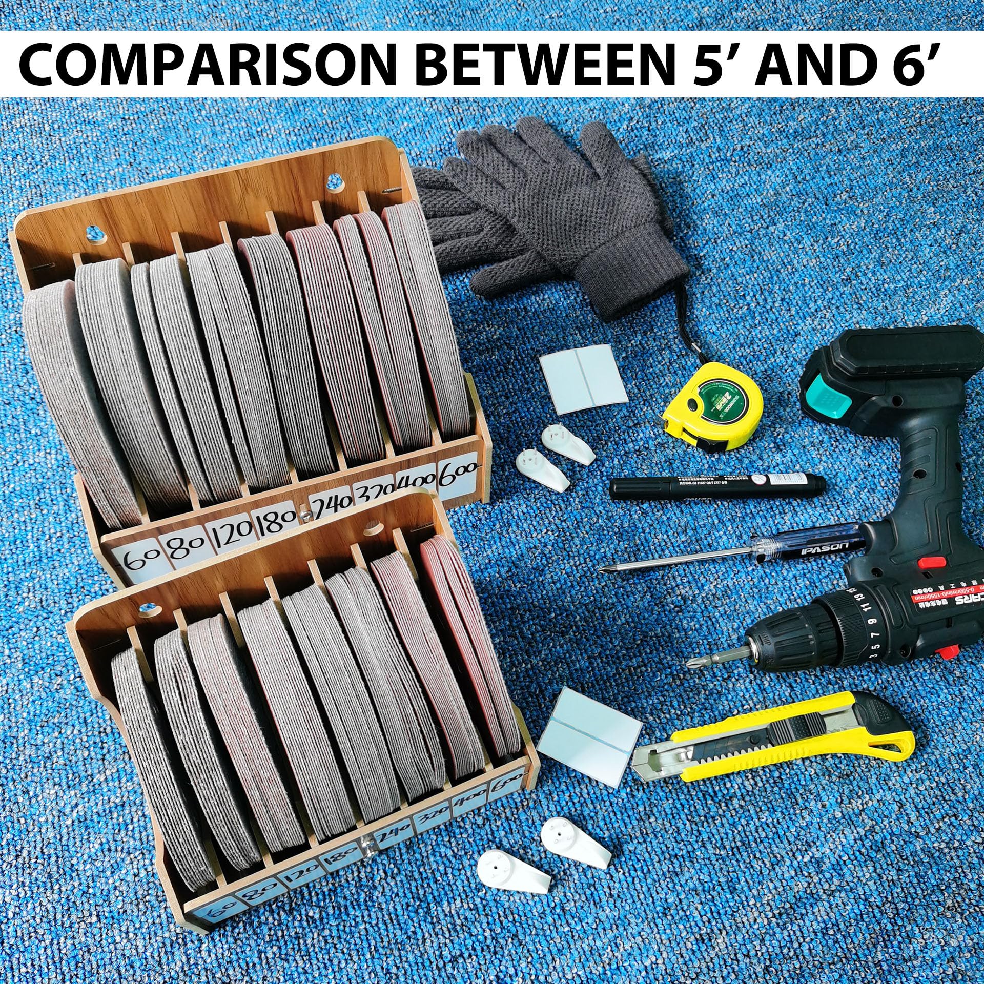 8-Tier Heavy Duty 5 Inch Sandpaper Organizer – Premium Sanding Disc Storage Holder for Woodworking Tools, Workshop & DIY Projects – Compact & Durable Sandpaper Rack (Excluding Sandpaper) – 1 Pack, Brown – Perfect for Garage Organization & Craft Room Storage