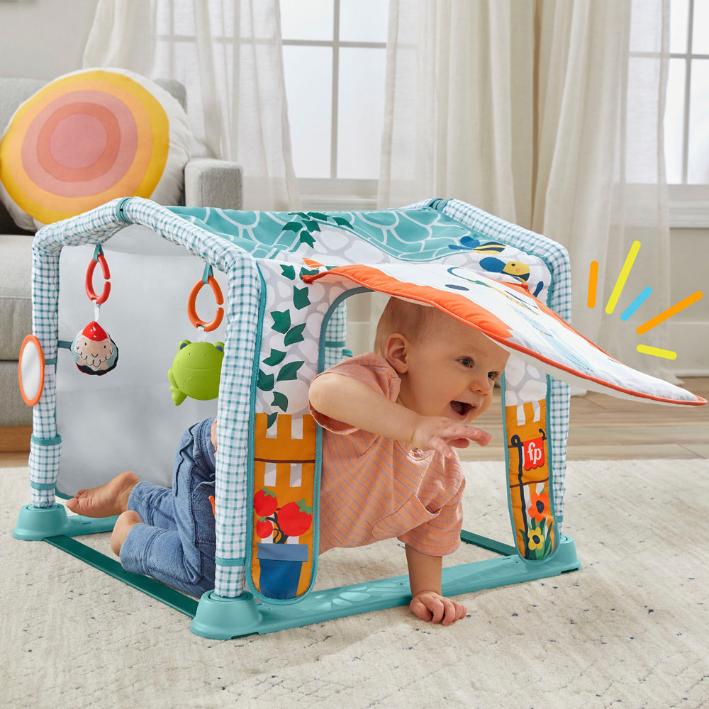 Fisher Price 3-in-1 Crawl & Play Activity Gym for Babies - Interactive Learning Toy with Lights, Sounds & Crawling Mat - Perfect for Tummy Time, Sensory Play & Early Development