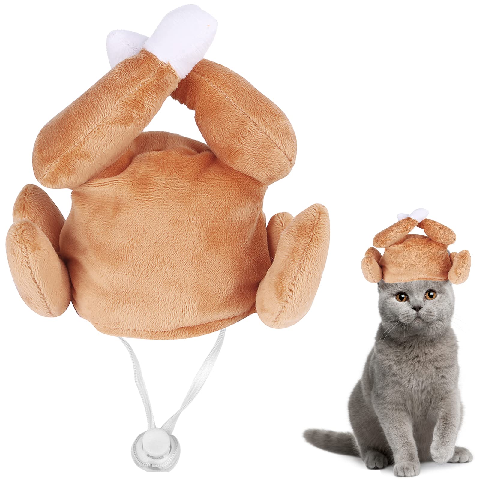 Turkey Hat for Cats & Small Dogs - Thanksgiving & Halloween Pet Costume Accessory - Fun Drumstick Hat for Holiday Parties & Dress-Up Play