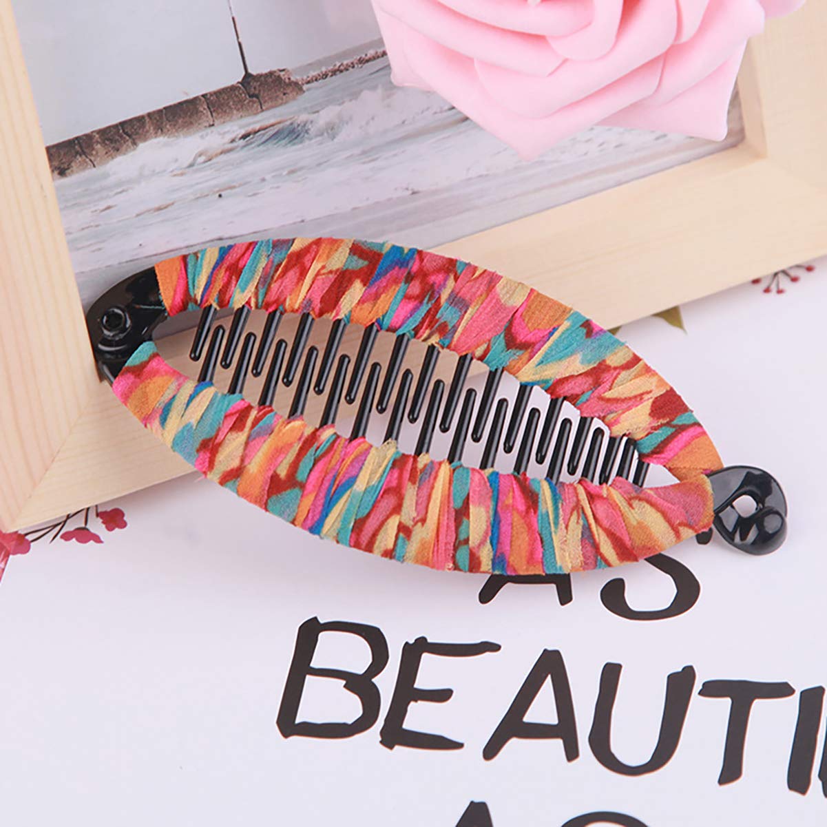 4 PCS Bohemian Style Fish-Shaped Hair Clips - Plastic Hair Grips with Wrapped Cloth for Women & Girls - Perfect for Beach, Parties, and Everyday Hair Styling