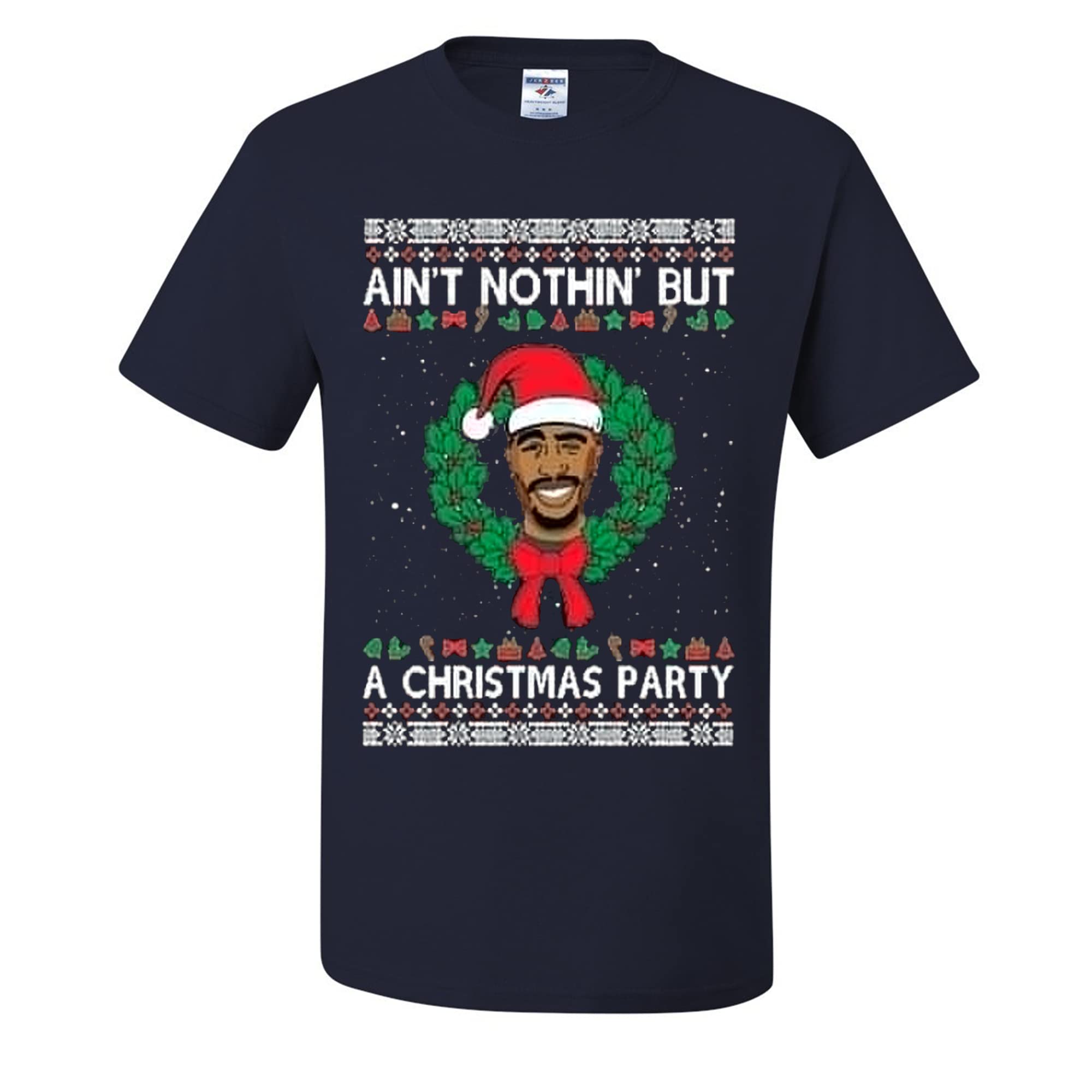 Wild Custom Apparel - Funny Ugly Christmas Party Men's T-Shirt | Holiday Gift for Dad, Husband | Christmas Family Gathering & Office Party Outfit