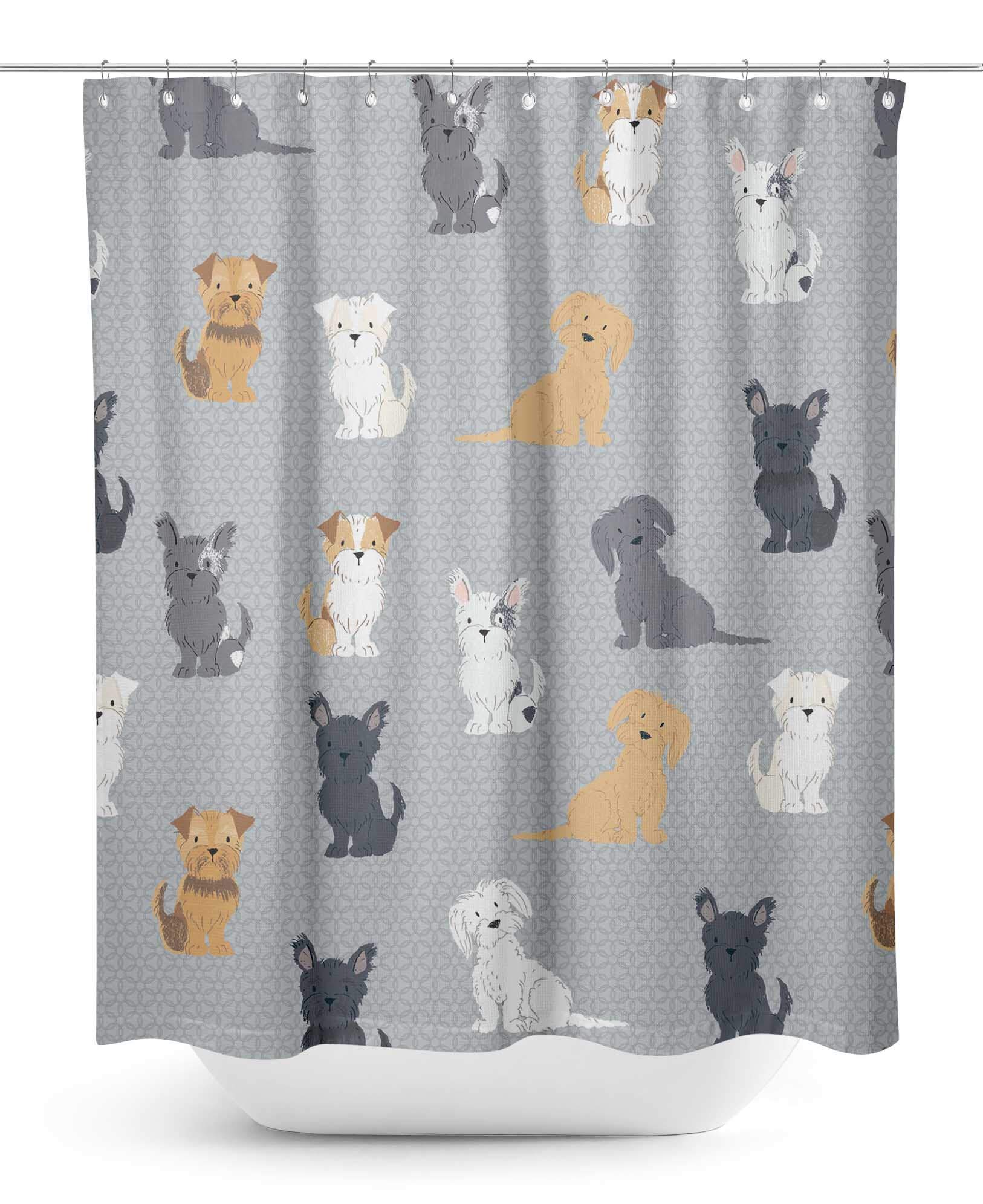 Waterproof Dog Shower Curtain - 60 x 75 Inch S4Sassy Gray Bolognese Bathroom Decor for Pet Lovers | Perfect for Dog-Themed Bathrooms & Pet Grooming Areas