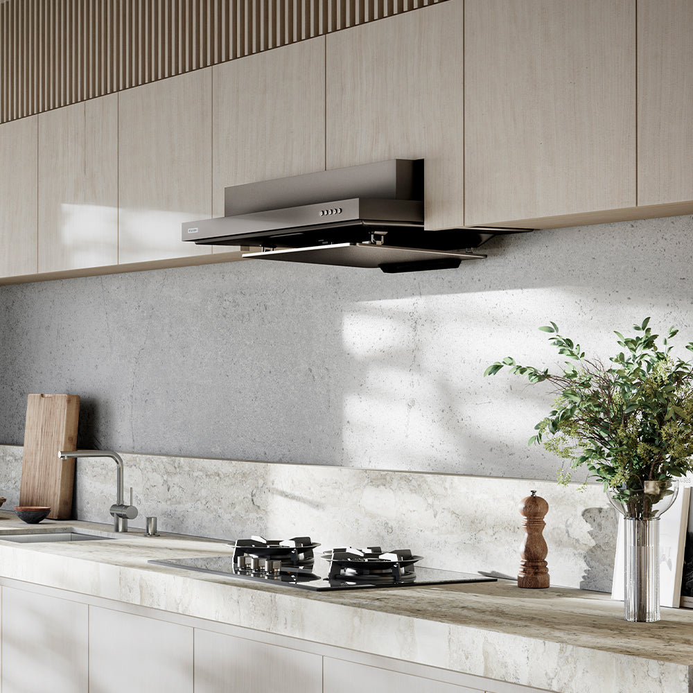 FR FS2290RP RS 890mm Ultra Slim Range Hood - Powerful 600 CFM Kitchen Exhaust Fan with LED Lights, Quiet Operation - Perfect for Modern Kitchens, Apartments & Small Spaces