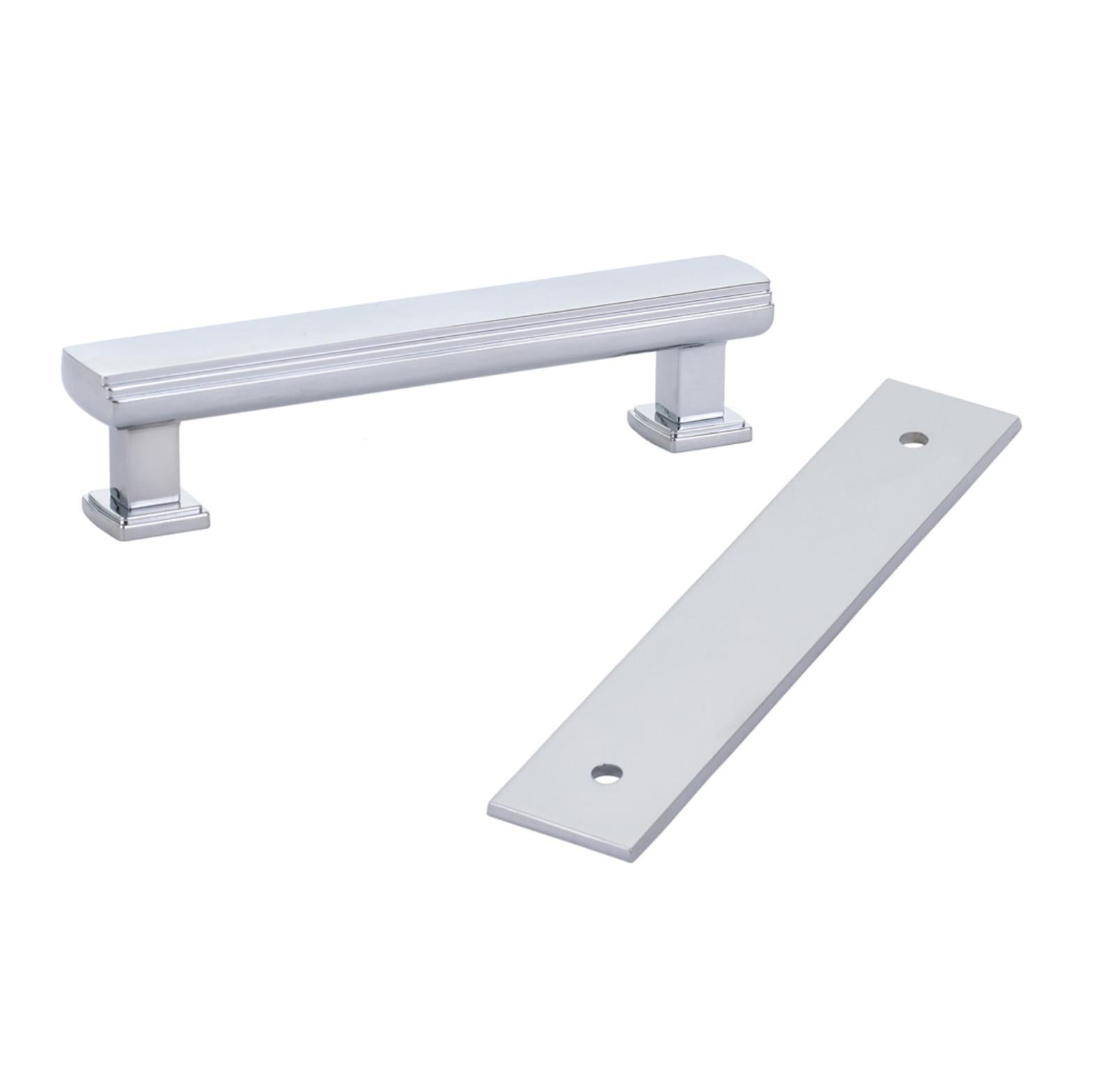 Vintage Art Deco Square Drawer Pulls - Polished Chrome Finish with Backplate - Perfect for Kitchen Cabinets, Dressers & Furniture Hardware Upgrade