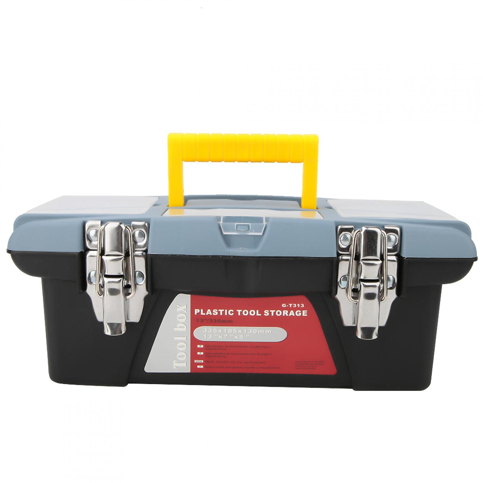 Portable Toolbox with Carrying Handle - Durable Hardware Storage Case & Repair Tool Organizer (Model G-T313) for DIY Projects, Home Repairs, and Professional Worksites