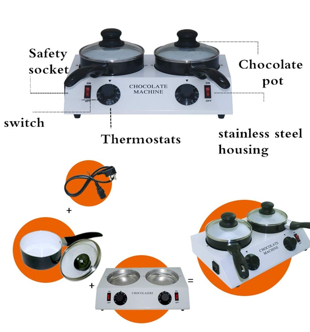 Electric Chocolate Melting Pot - 80W Stainless Steel Double Boiler for Tempering Chocolate, Butter, Cream (4.4lbs Capacity, 30~85°C) - Perfect for DIY Candy Making, Soap & Candle Crafting (110V)