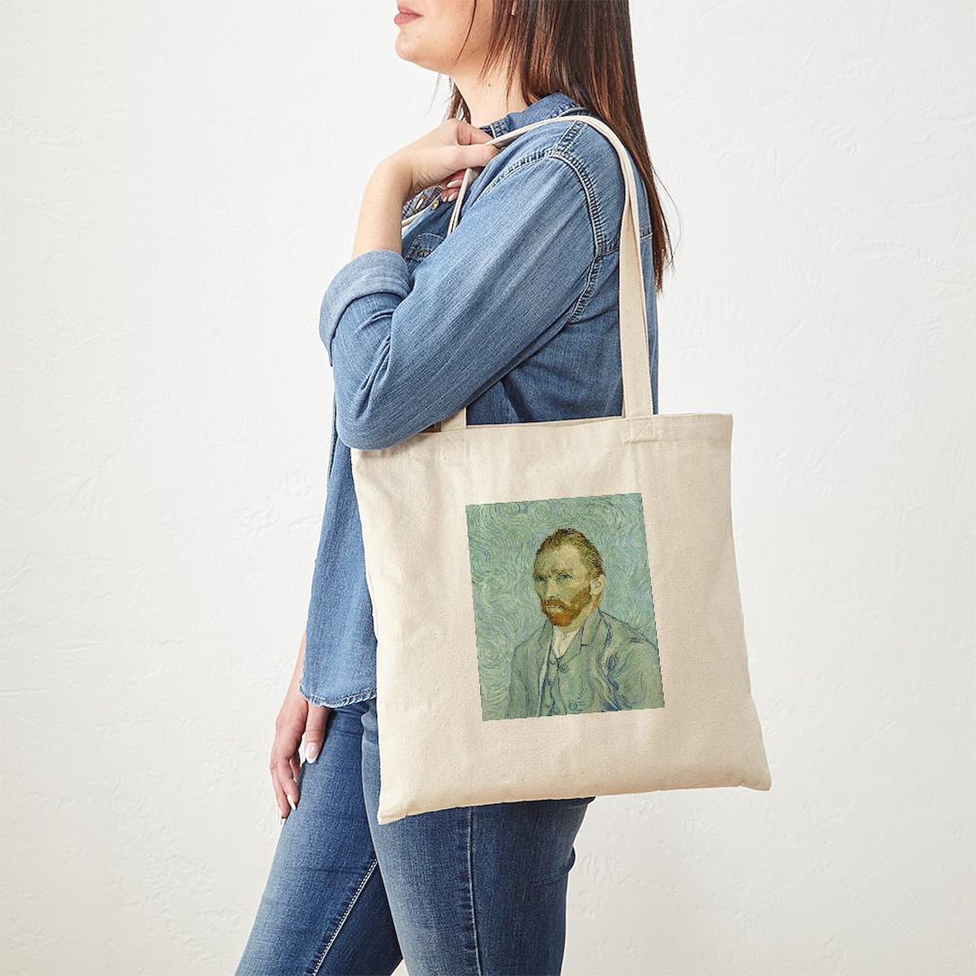 Vincent Van Gogh Irises Tote Bag - Natural Canvas Reusable Shopping Bag for Groceries, Beach & Everyday Use