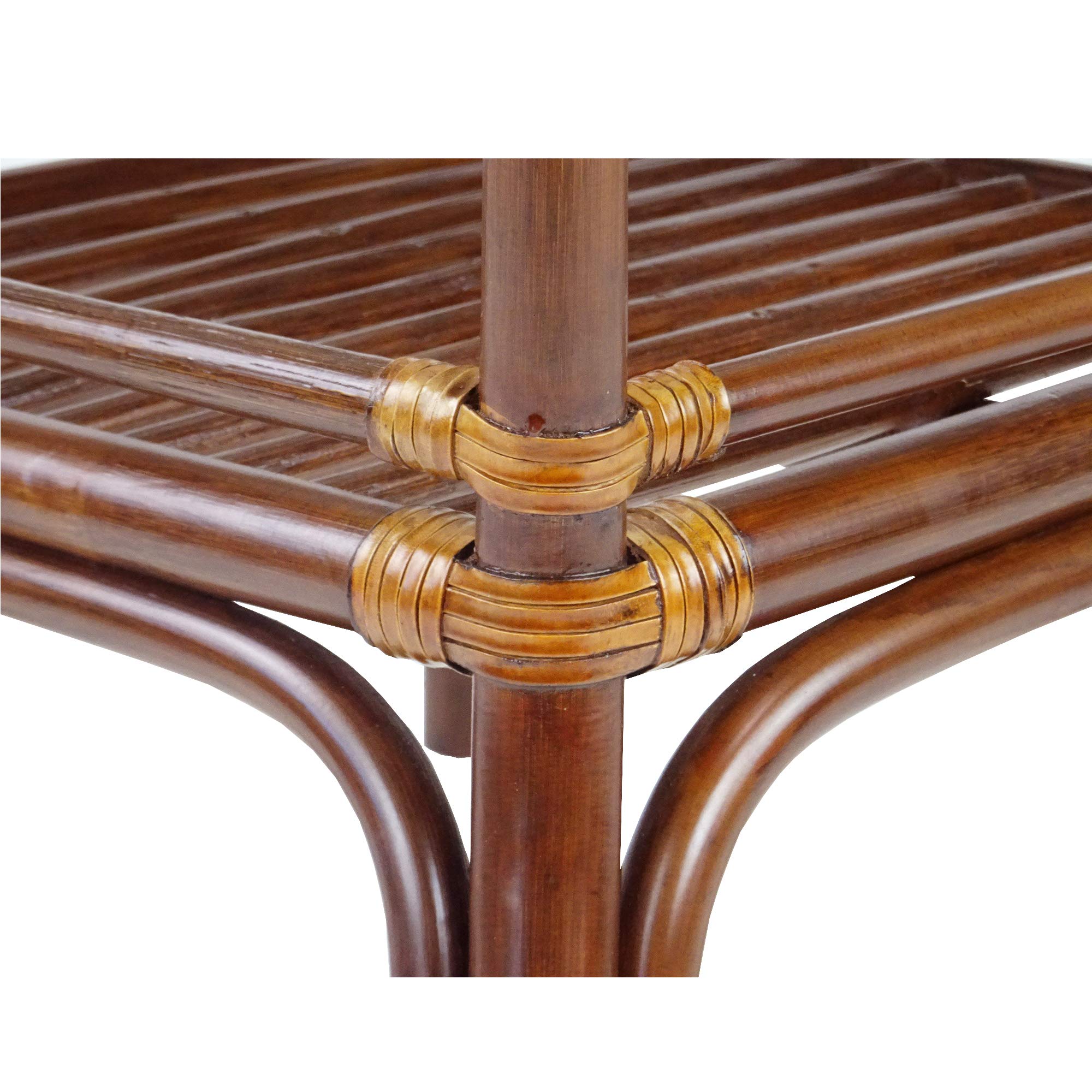 Handmade Dark Walnut Rattan Coffee Table for Living Room