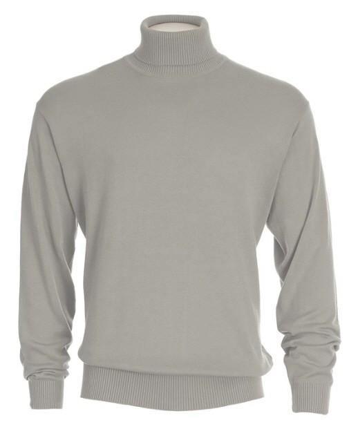 Men's Gray Turtleneck Sweater - Soft Winter Knit Pullover for Casual & Business Wear