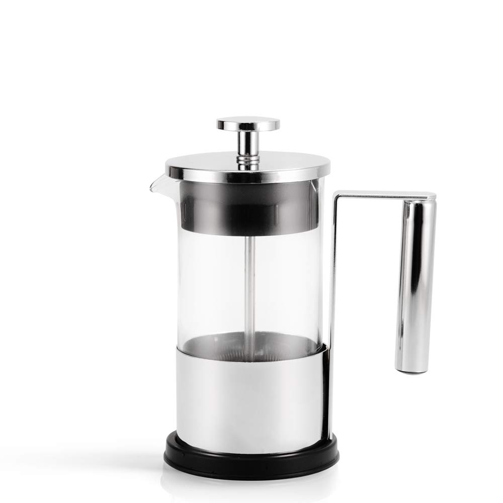 Premium 2-Cup Borosilicate French Press Coffee Maker (10oz) - Durable Glass, Heat-Resistant & Ergonomic Handle for Perfect Brewing - Ideal for Home, Office & Camping Use