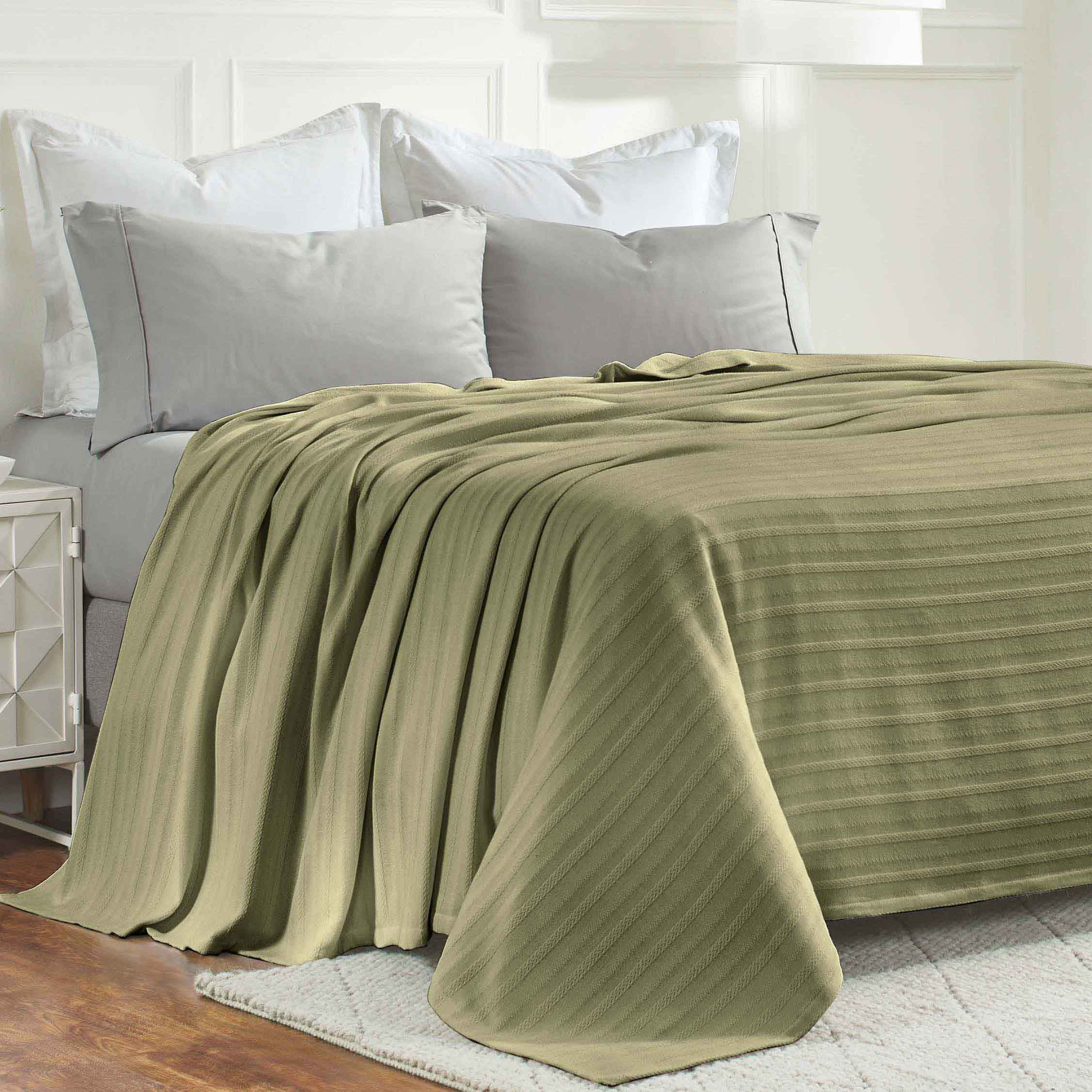 Soft Clara Cotton Textured Striped Lightweight Woven Blanket - Perfect for Sofa, Bed & Outdoor Picnics