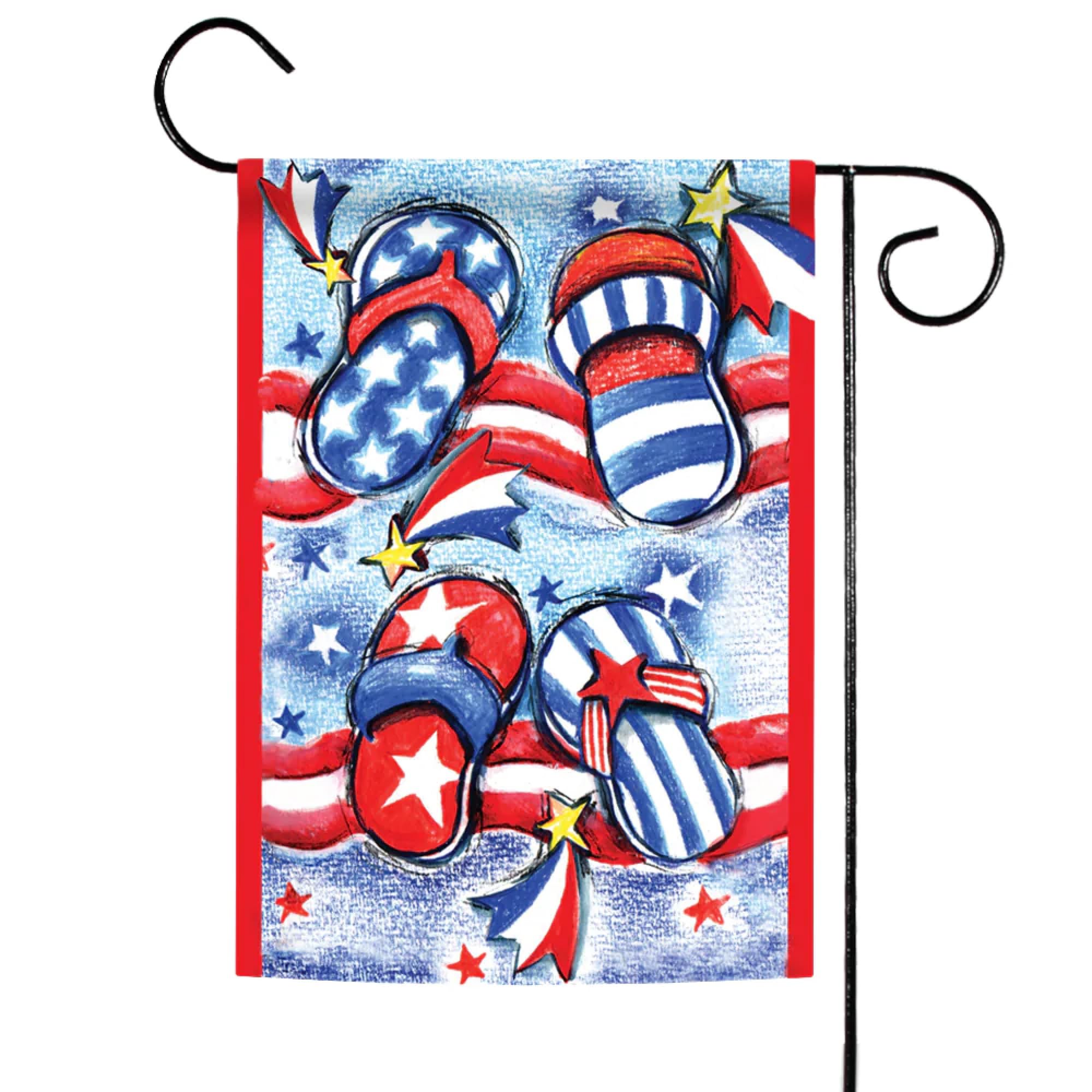 Toland Home Garden 112608 USA Patriotic Double-Sided Summer Flip Flops Garden Flag - 12x18 Inch Outdoor Yard Decoration for House, Porch & Patriotic Holidays