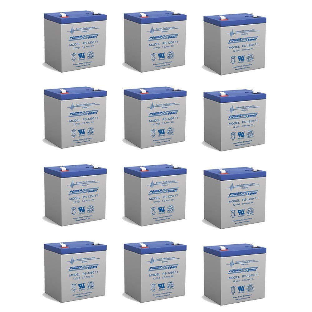 Power Sonic 12V 5Ah Rechargeable Sealed Lead Acid Battery - CA1240 Replacement for Honeywell, GE, DSC Alarm Systems (12 Pack) - Perfect for Home Security, Emergency Backup & Industrial Applications
