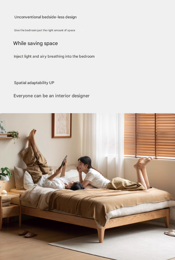 Modern Minimalist Oak Solid Wood Tatami Bed - Japanese Style Platform Bed Frame for Small Spaces, Guest Rooms & Zen Bedrooms